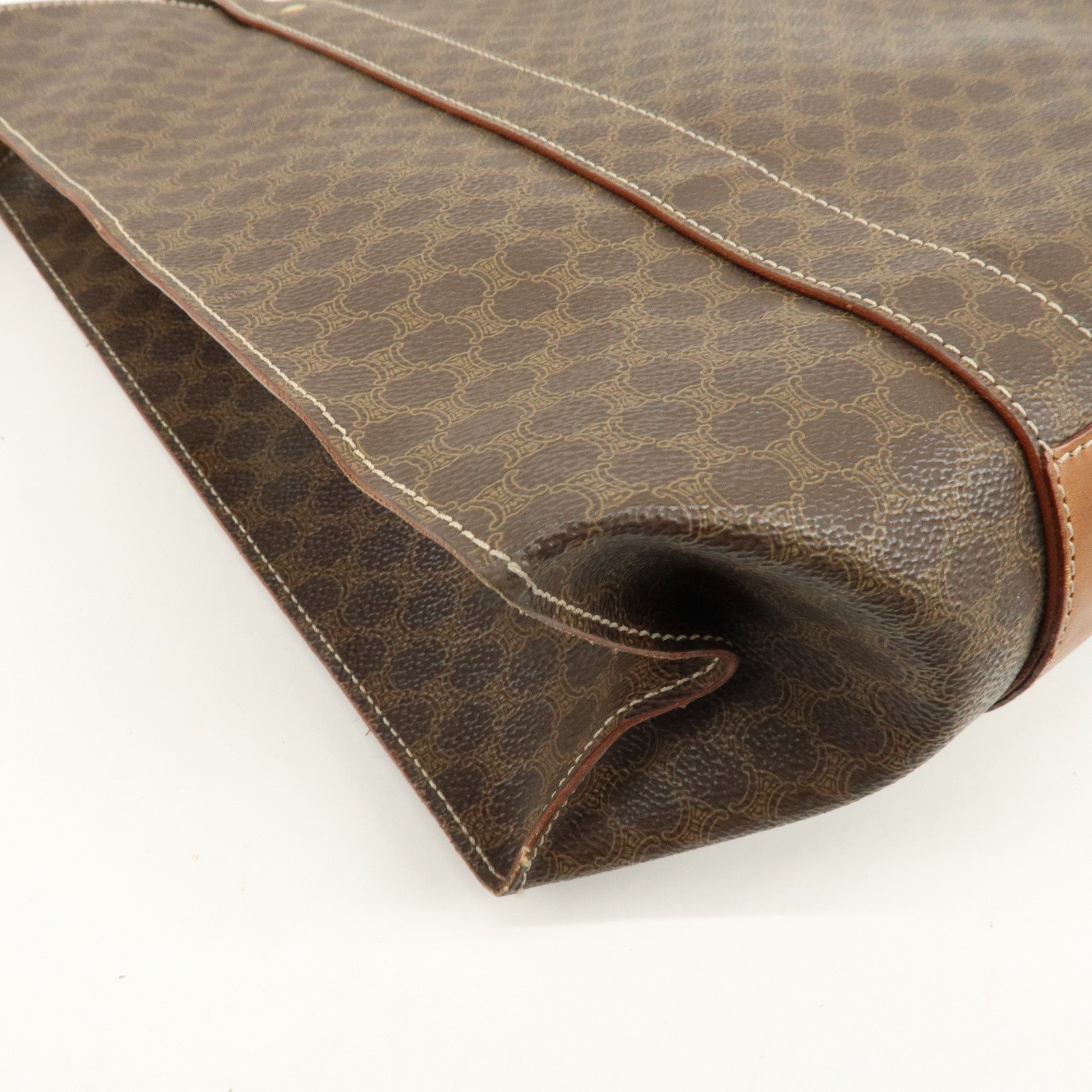 CELINE  Macadam PVC Leather Tote Bag Shoulder Bag Brown