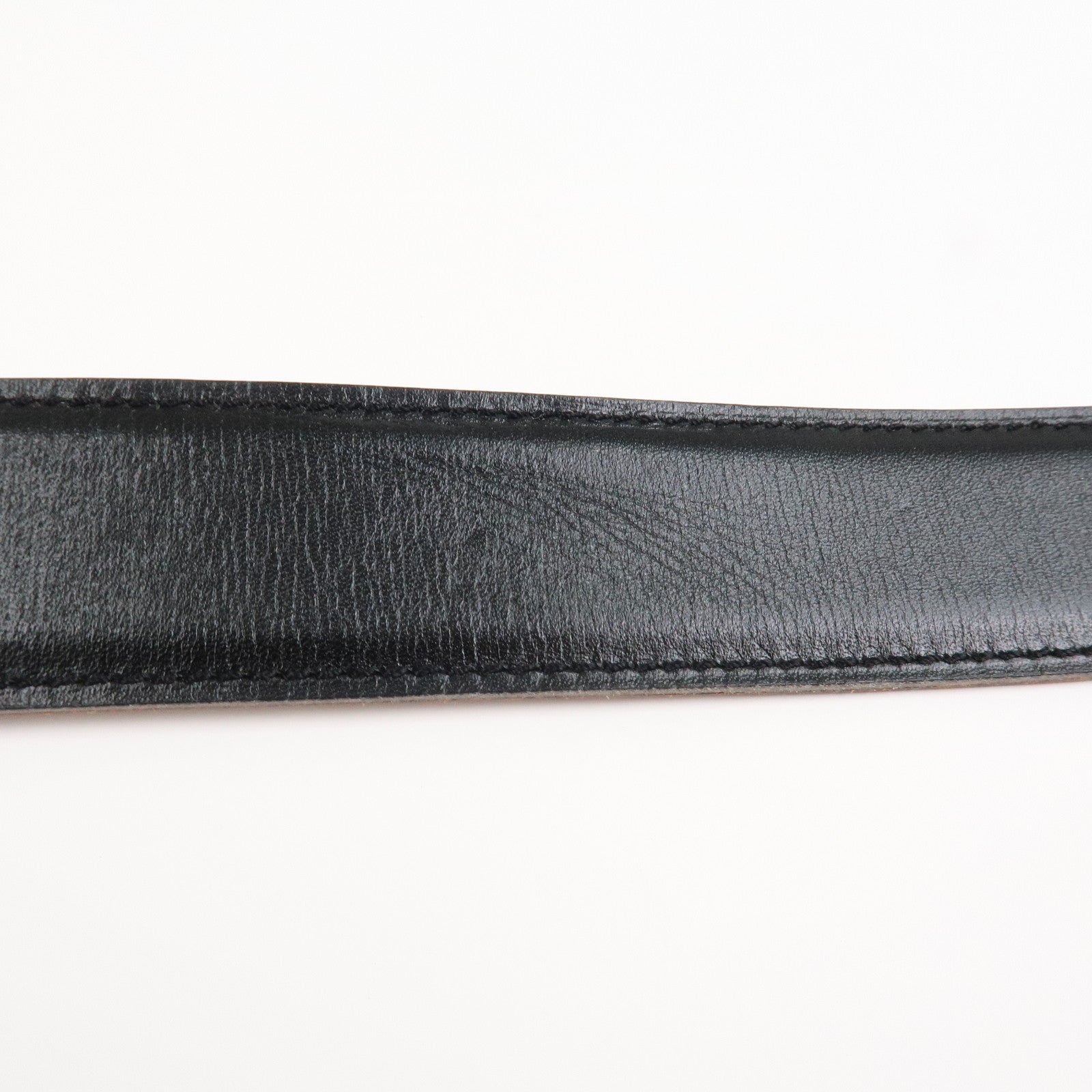 HERMES Leather H Buckle Constance Belt Reversible Black