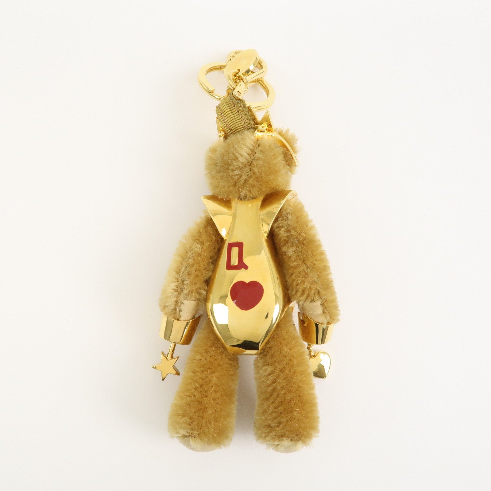PRADA Teddy Bear Key Bag Charm Lucky Star Gold Brown