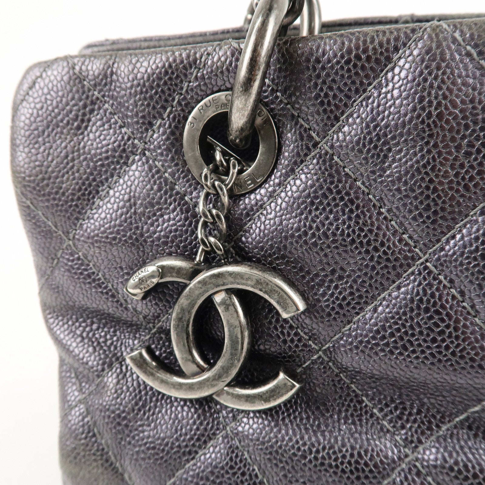 CHANEL Matelasse COCO Mark Leather Chain Tote Bag Shoulder Bag