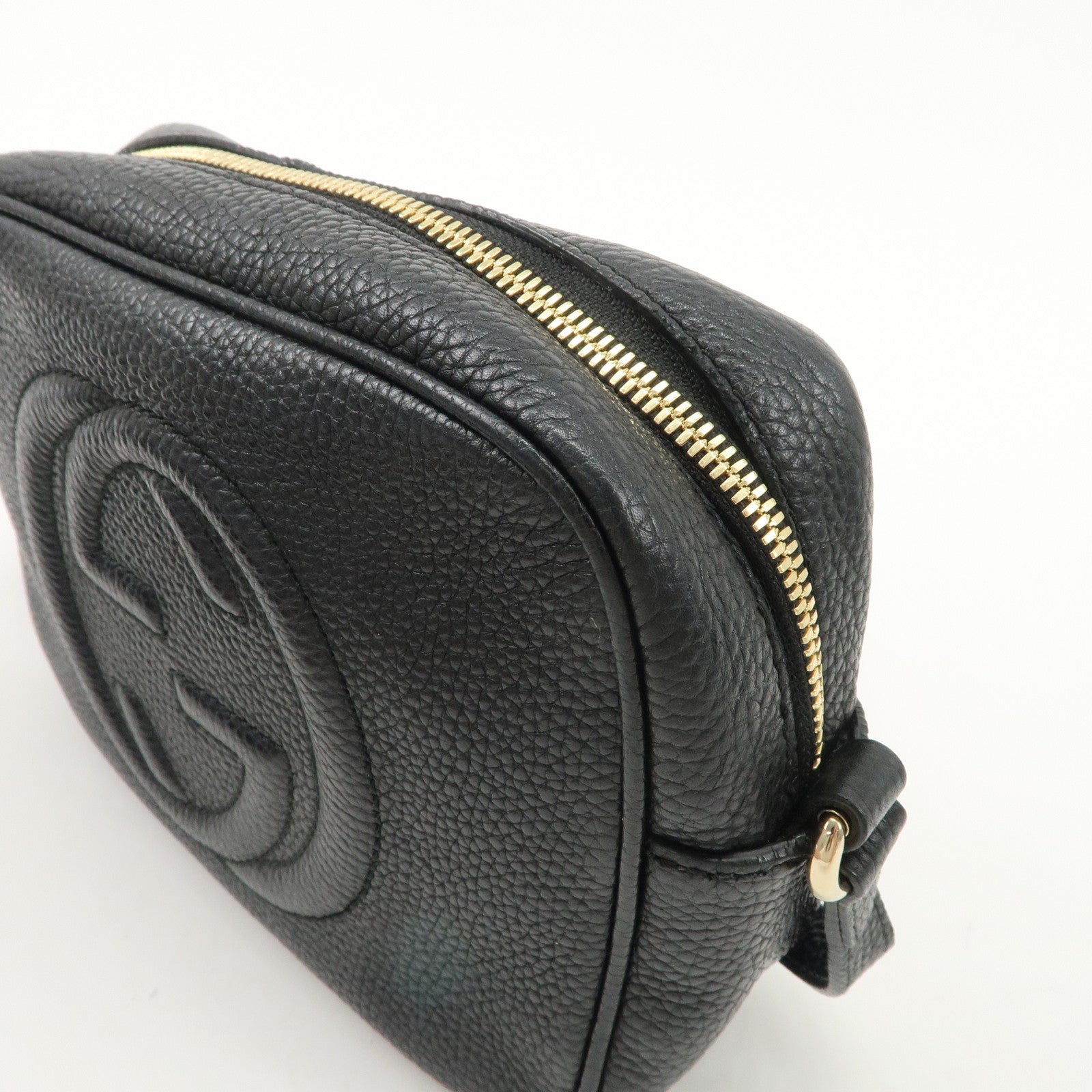 GUCCI SOHO Leather Small Disco Shoulder Bag Black 308364