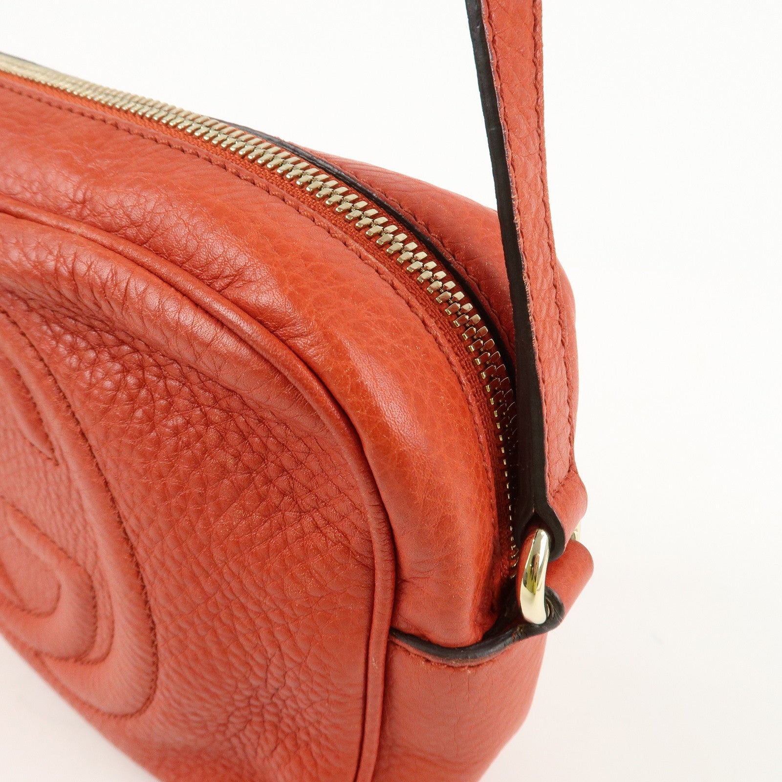 GUCCI SOHO Small Disco Leather Shoulder Bag Orange 308364 Used