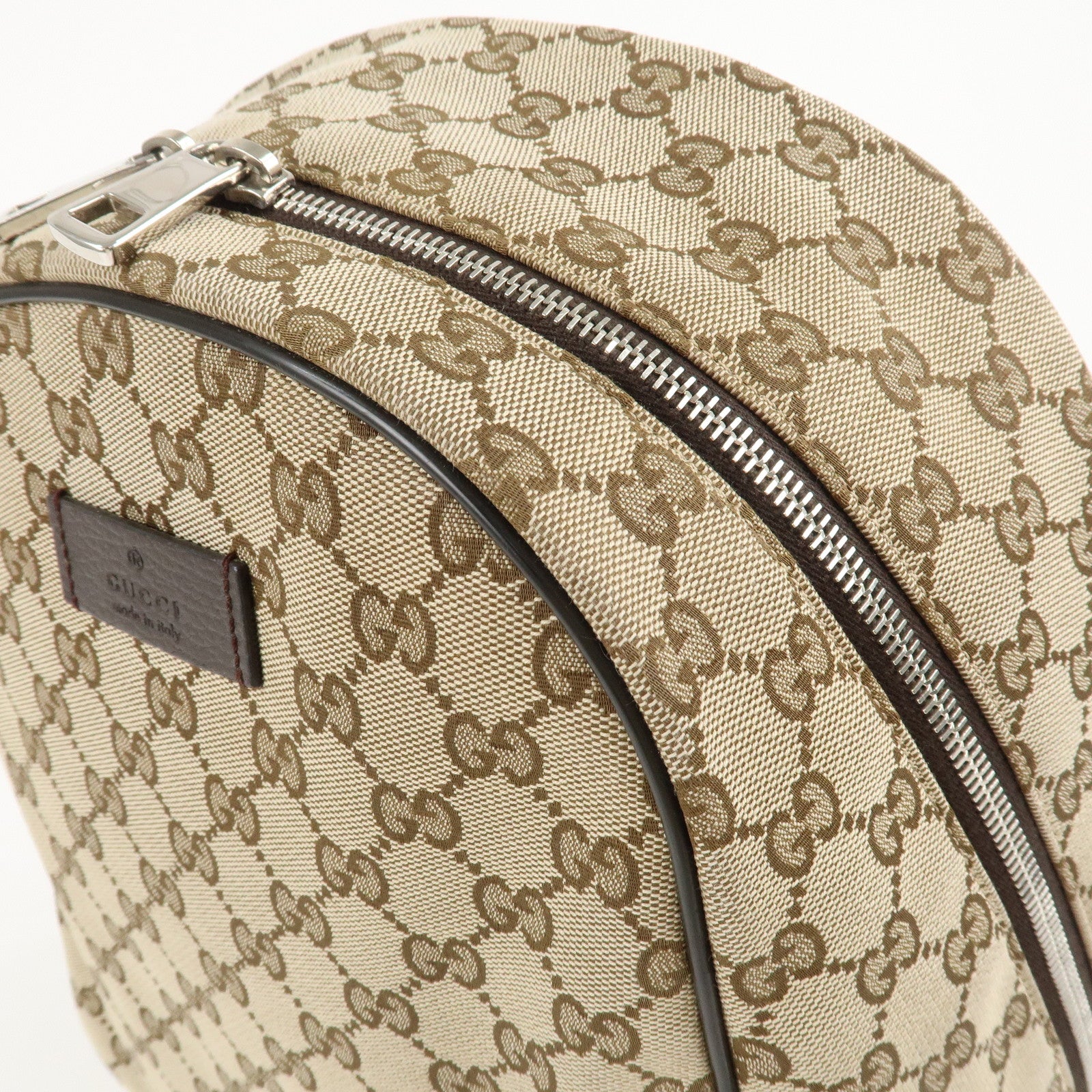 GUCCI GG Canvas Leather Backpack Beige Brown 449906