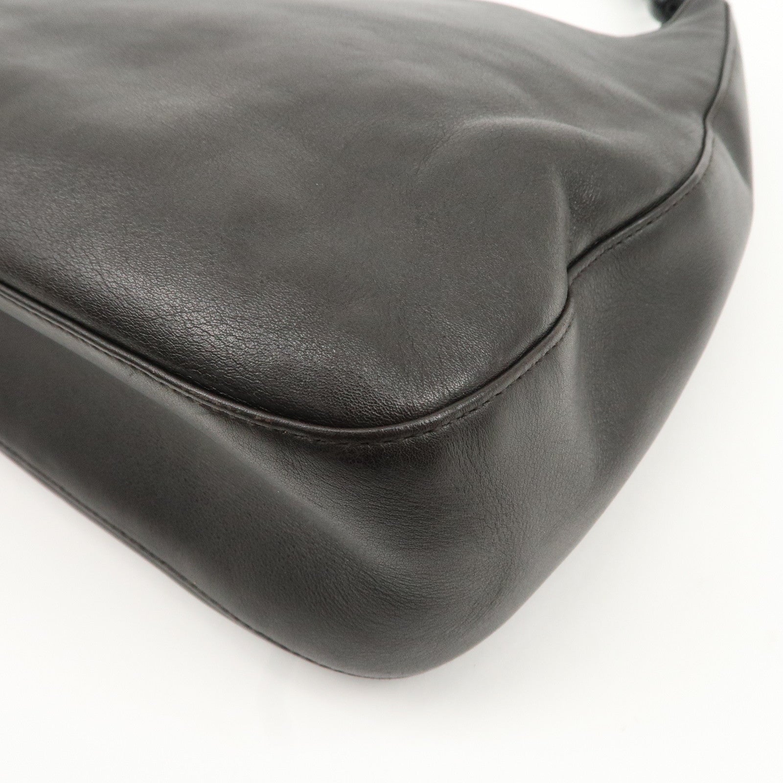 Christian Dior Maris Pearl Leather Shoulder Bag Dark Brown Used