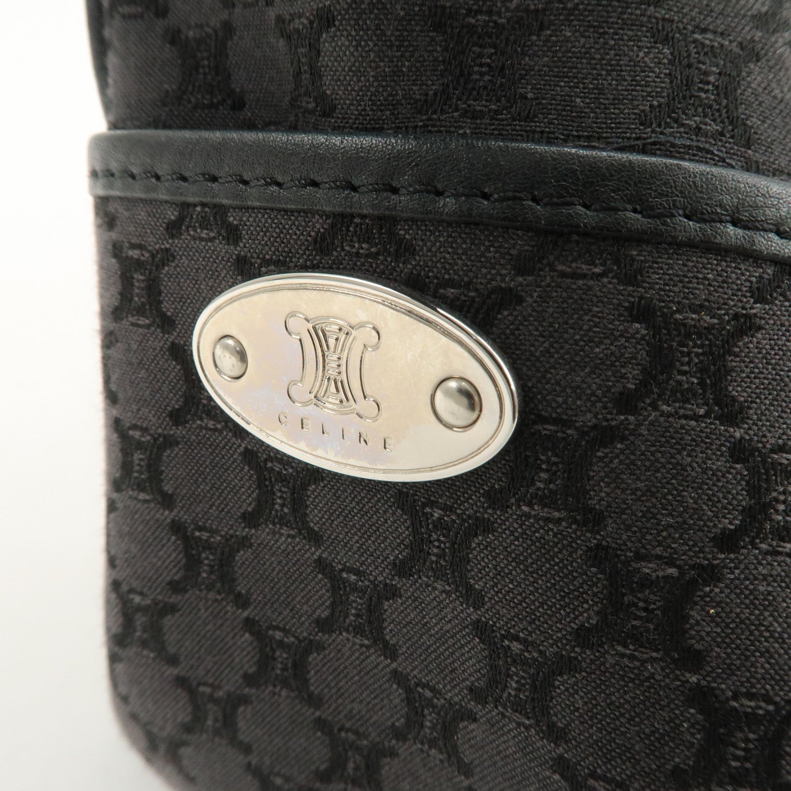 CELINE Macadam Canvas Leather Hand Bag Tote Bag Black CE00/23 Used