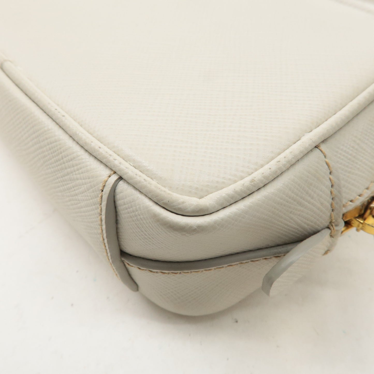 PRADA Logo Saffiano Leather Shoulder Bag Crossbody Bag White