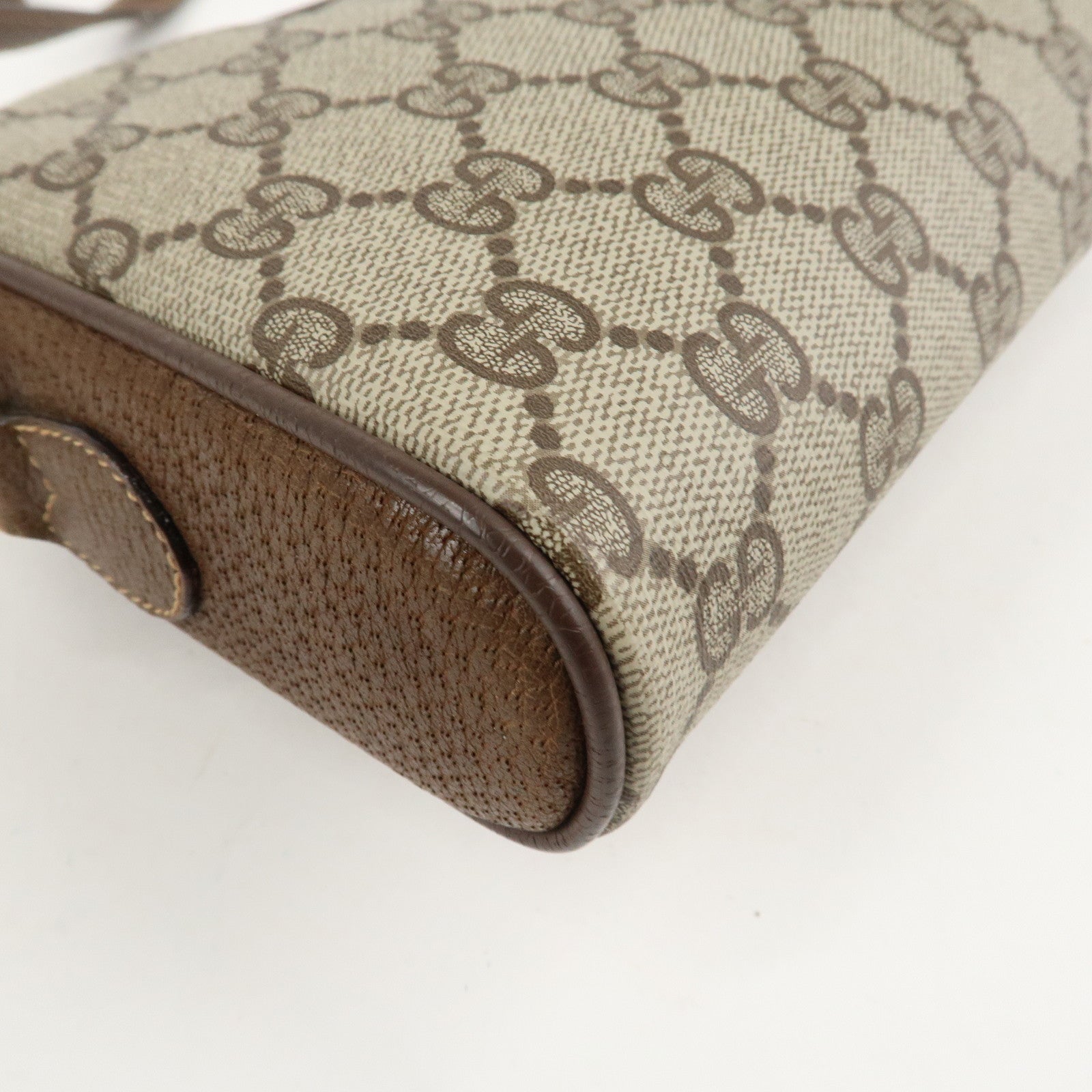 GUCCI Old GUCCI Sherry GG Plus Leather Shoulder Bag Beige Brown Used