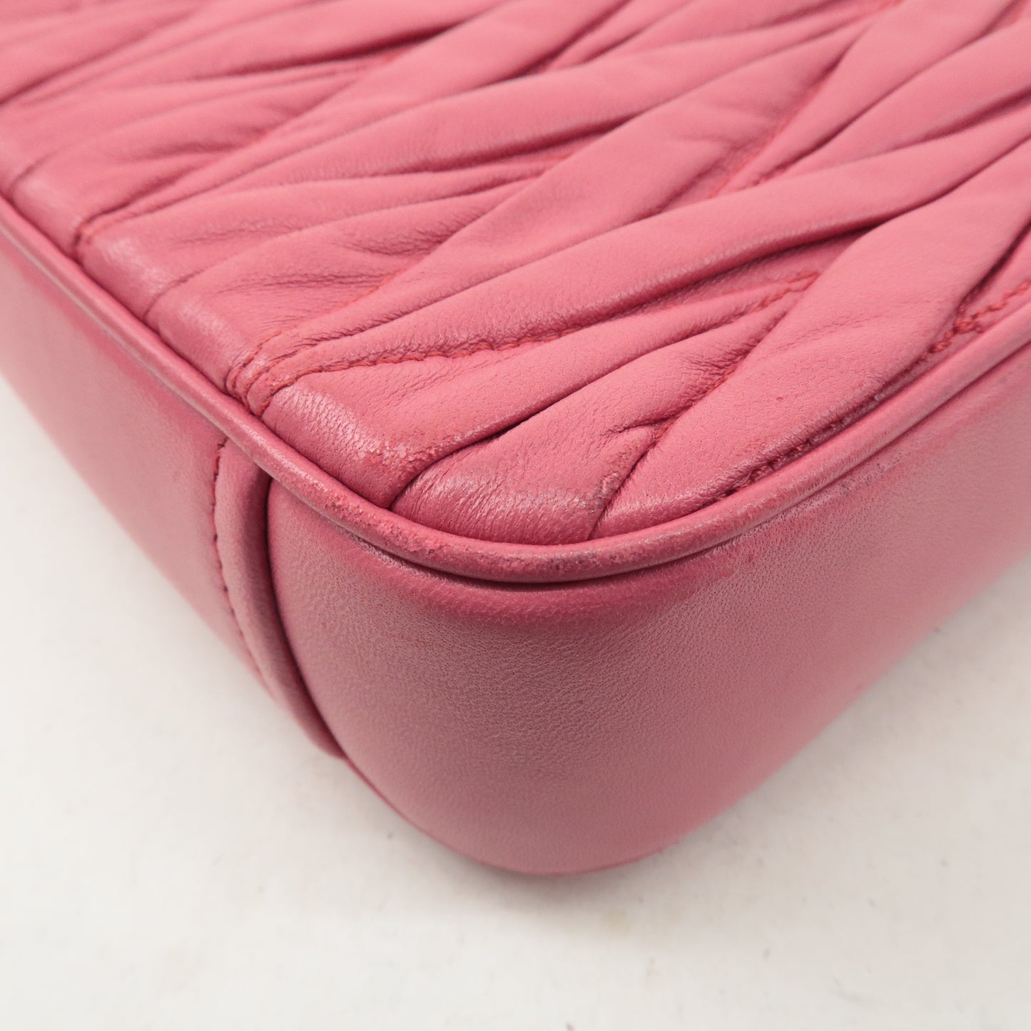 MIU MIU Matelasse Leather Chain Shoulder Bag Pink 5BD140