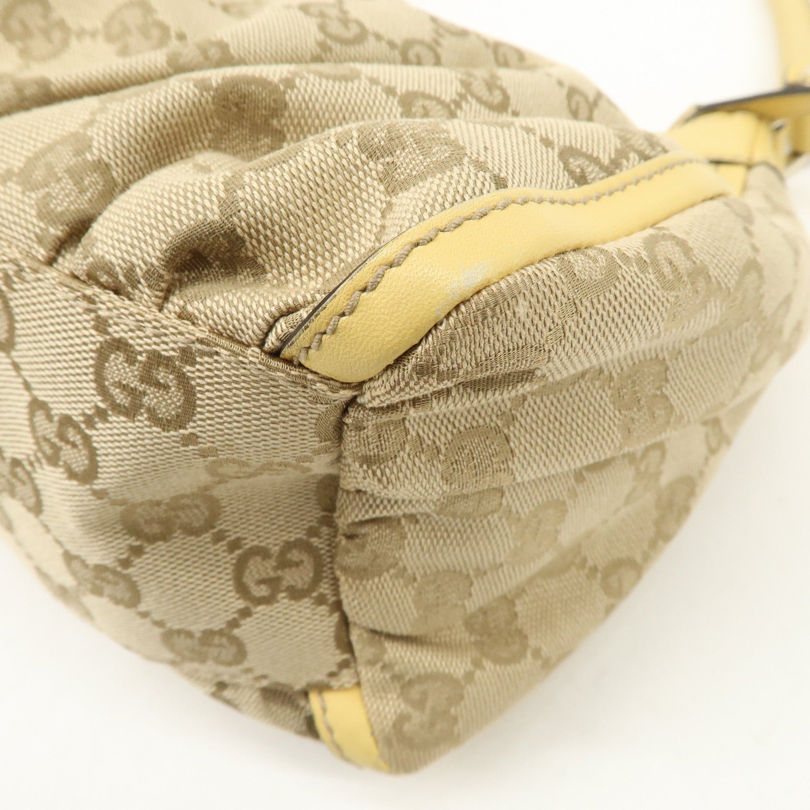 GUCCI Abbey GG Canvas Leather Shoulder Bag Beige Yellow 190525 Used