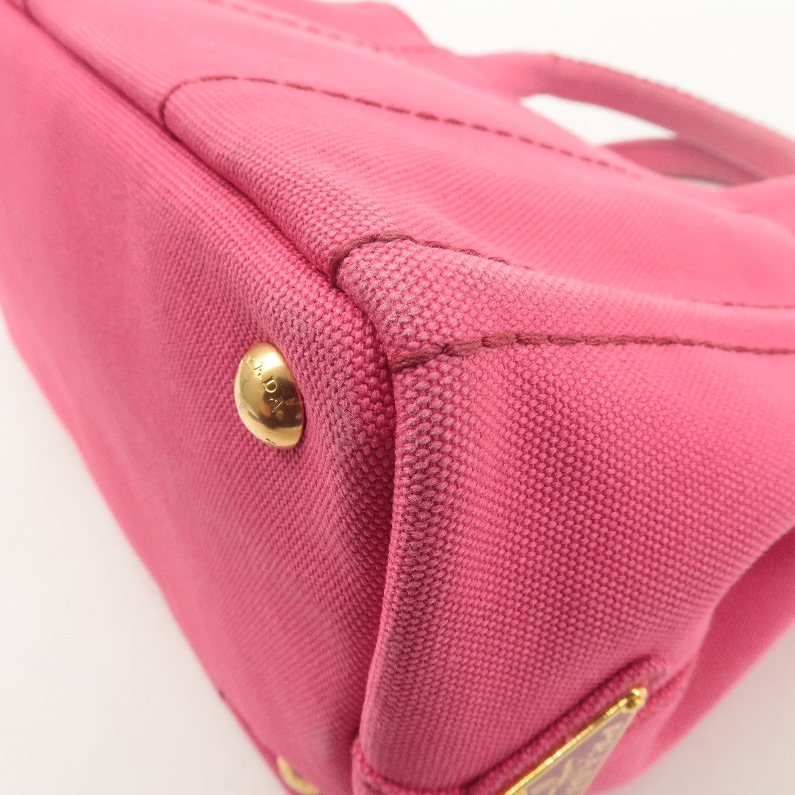 PRADA Logo Canapa Mini Canvas 2Way Shoulder Bag Pink