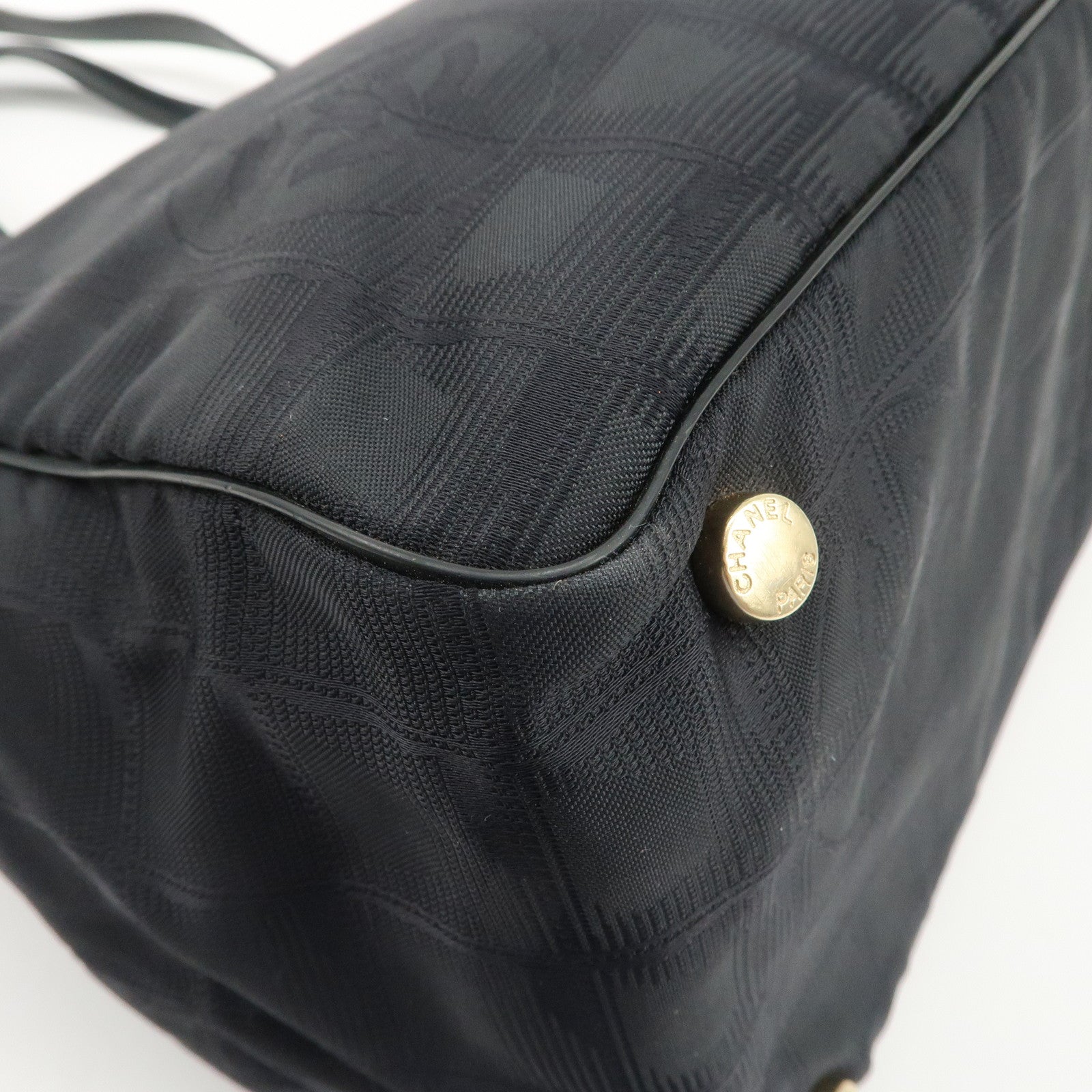 CHANEL New Travel Line Nylon Jacquard Leather Tote Bag A15991 Used