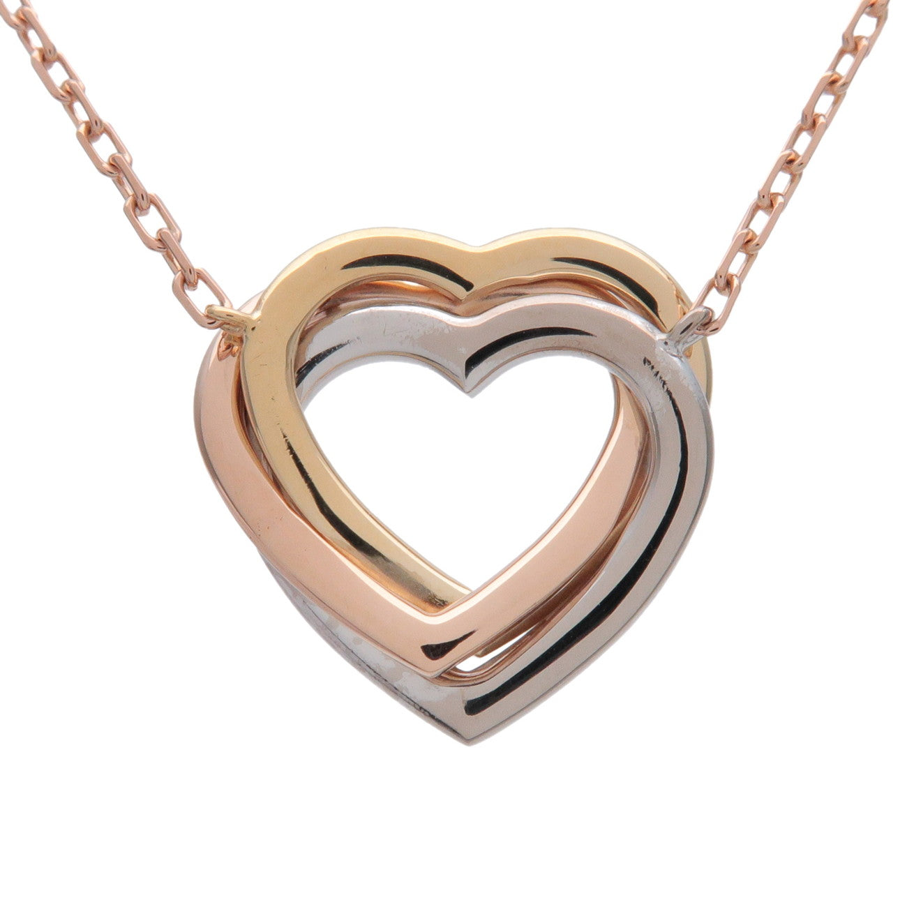 Cartier Trinity Diamond Heart Necklace K18 Yellow Rose White Gold
