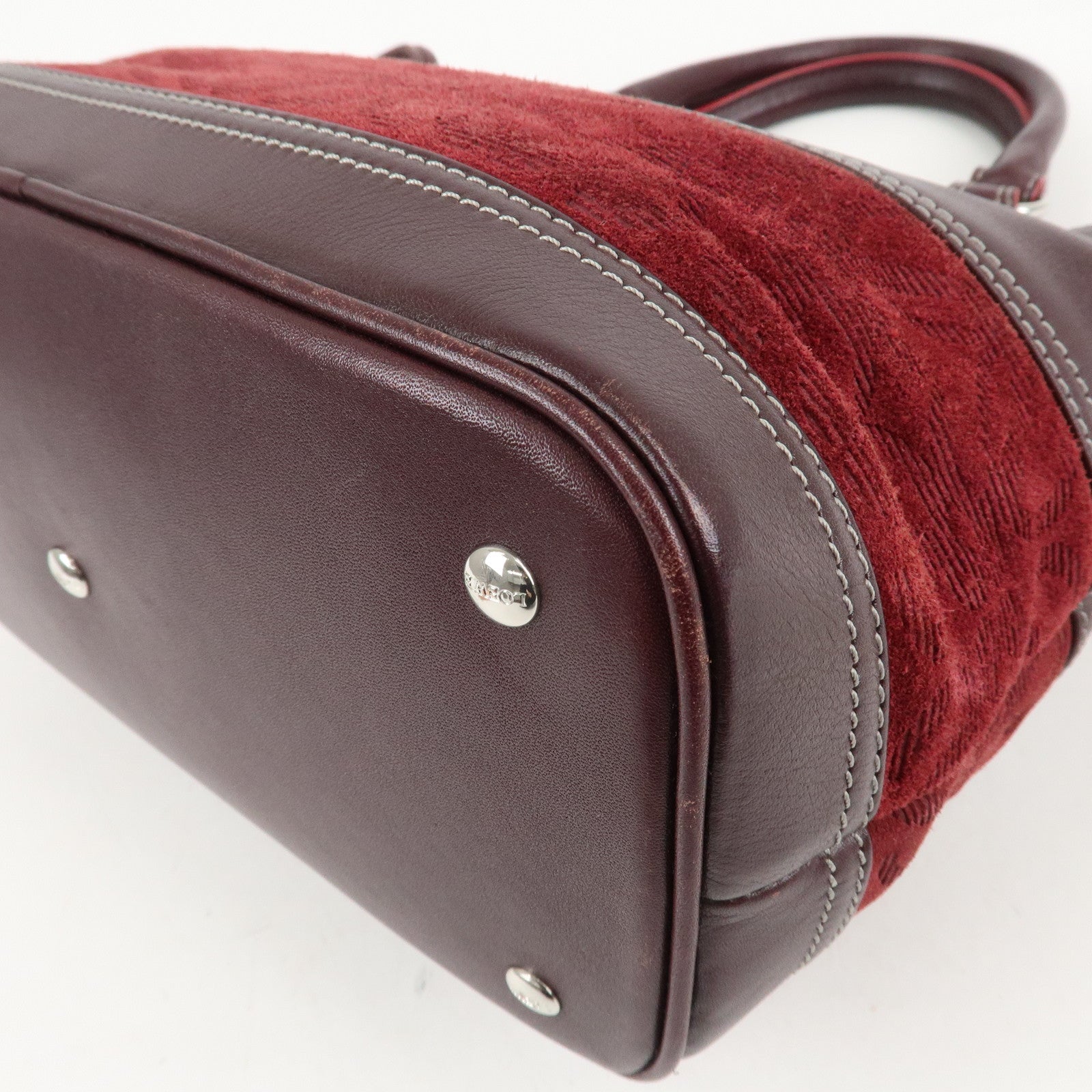 LOEWE Anagram Suede Leather Hand Bag Bordeaux