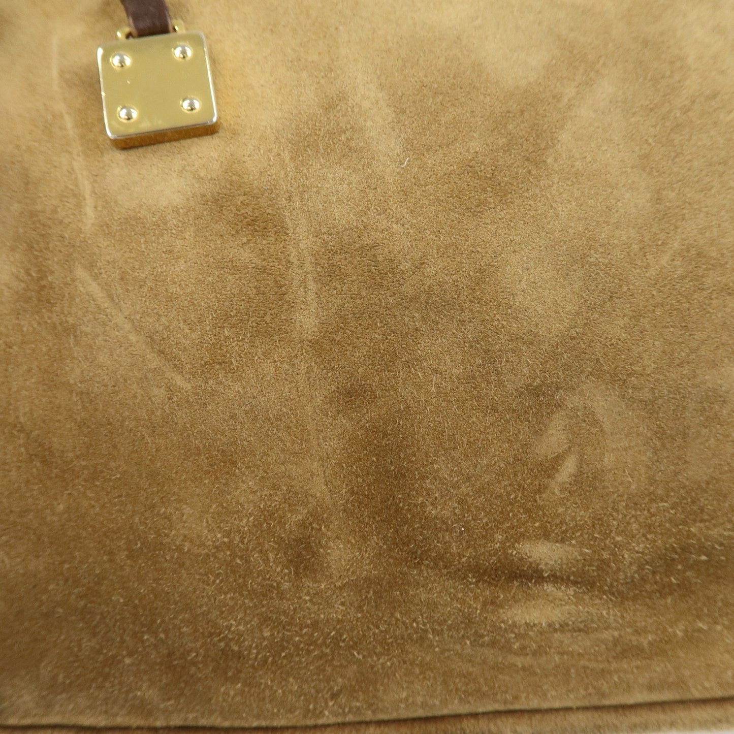 LOEWE Anagram Suede Leather Shoulder Bag Brown Gold Hardware