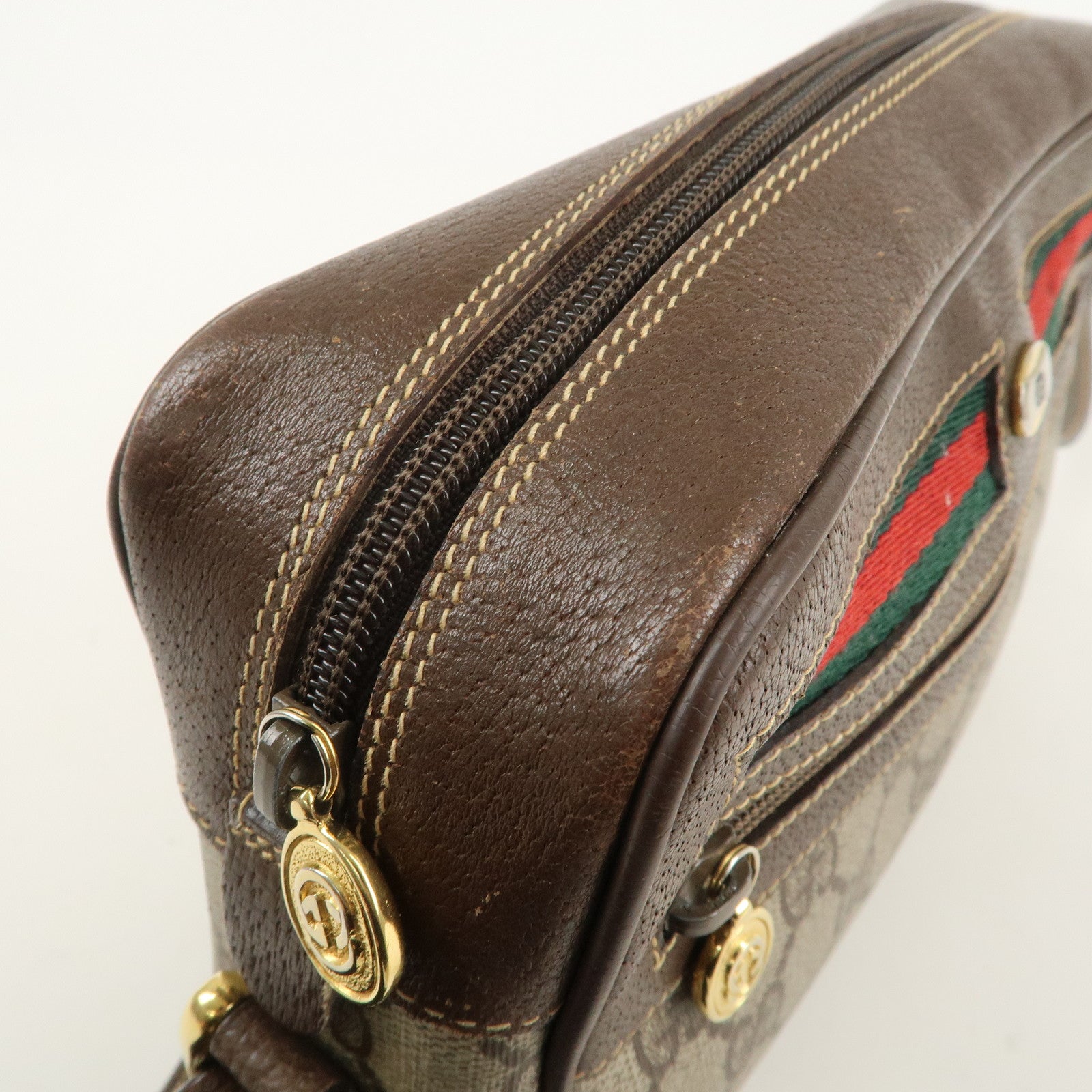 GUCCI Old Gucci Sherry GG Plus Leather Shoulder Bag 001.11516