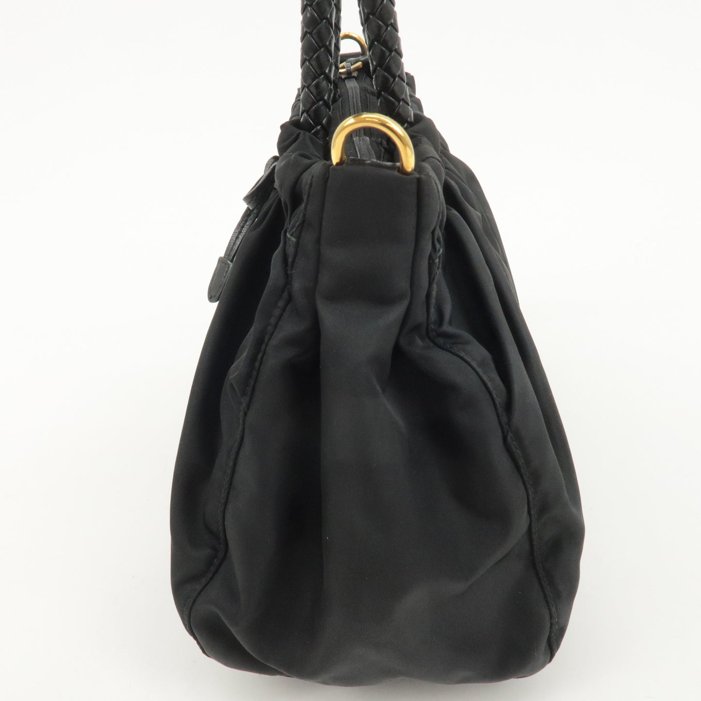 PRADA Nylon Leather Ribbon 2Way Shoulder Bag Black BN1631