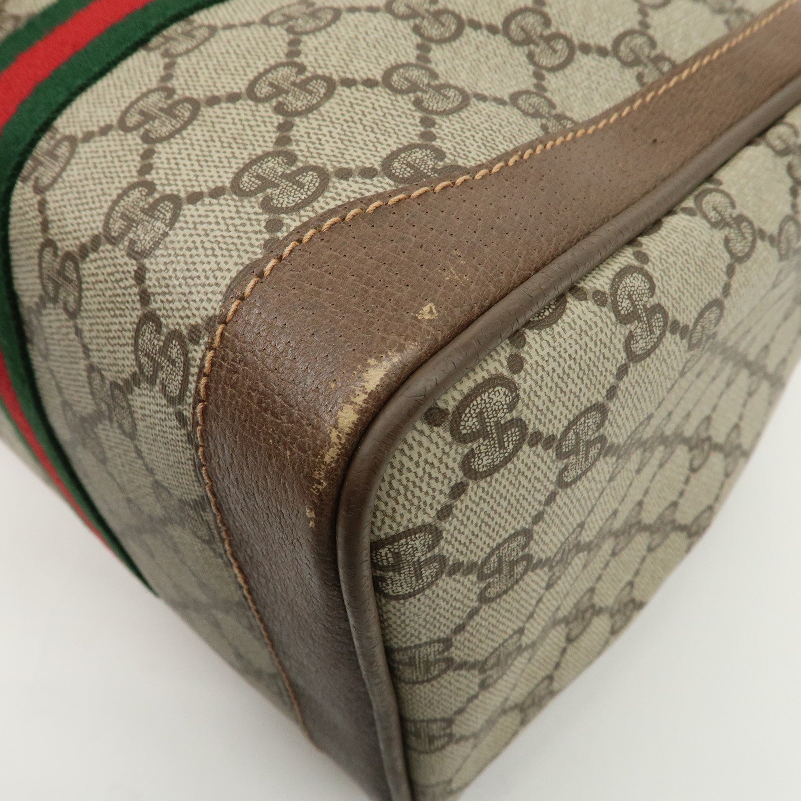 GUCCI Old Gucci Sherry GG Plus Leather Boston Bag 002.98.8