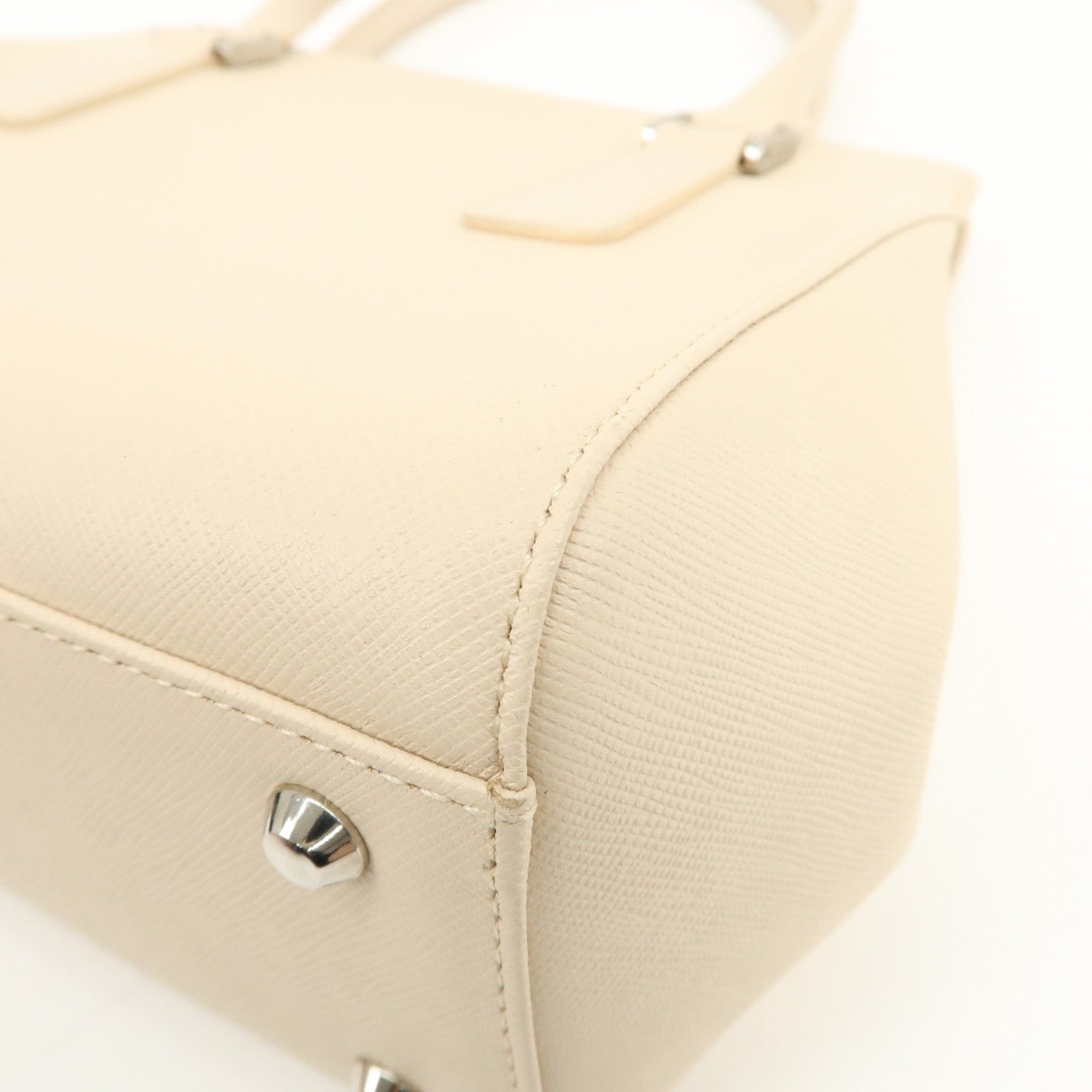 BURBERRY Leather Hand Bag Beige Used