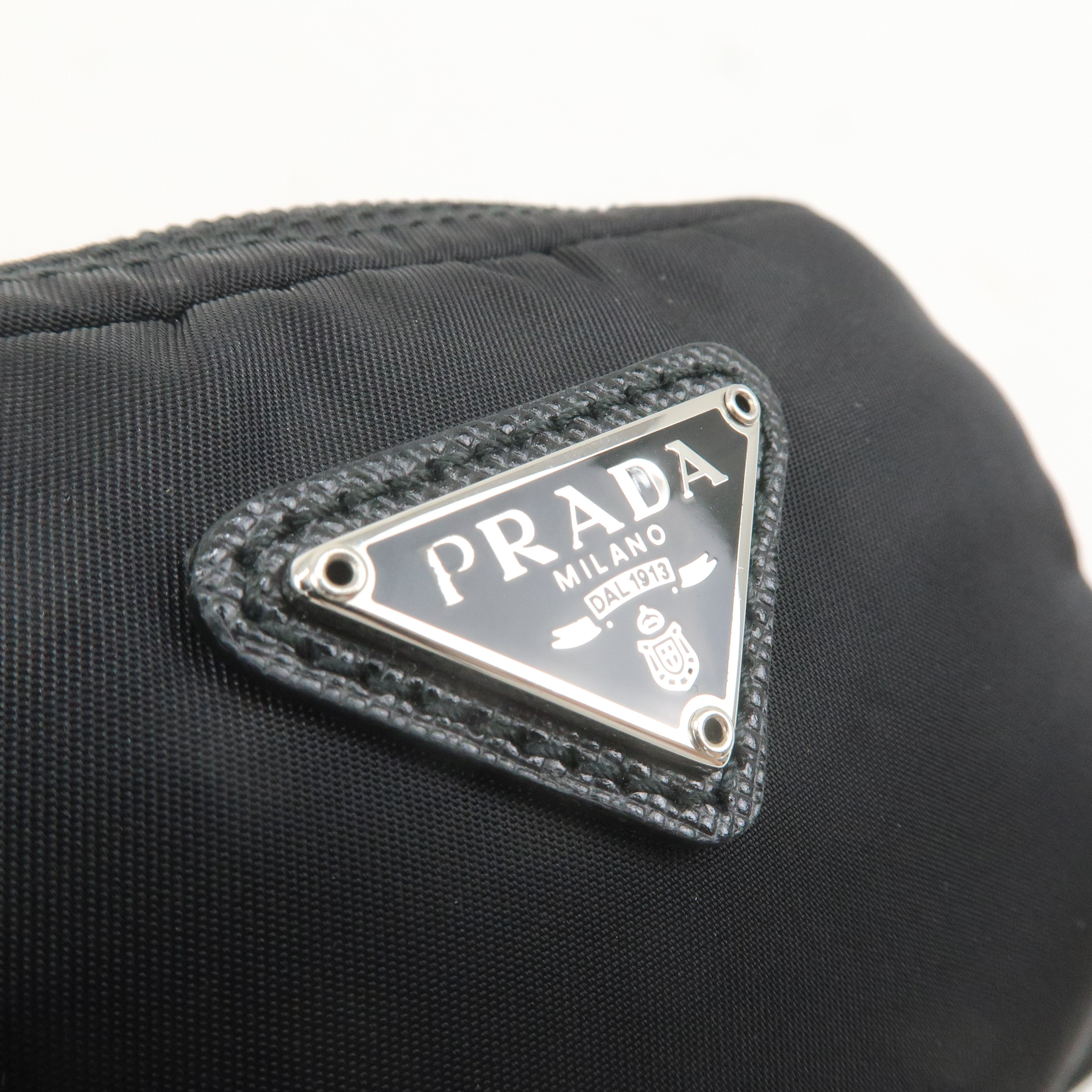 PRADA Nylon Leather Pouch Mini Case Black 1NA339