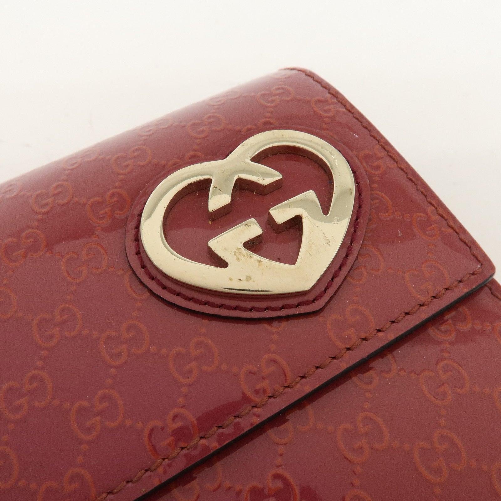 GUCCI Lovely Heart Patent Leather Bi-fold Long Wallet 251861