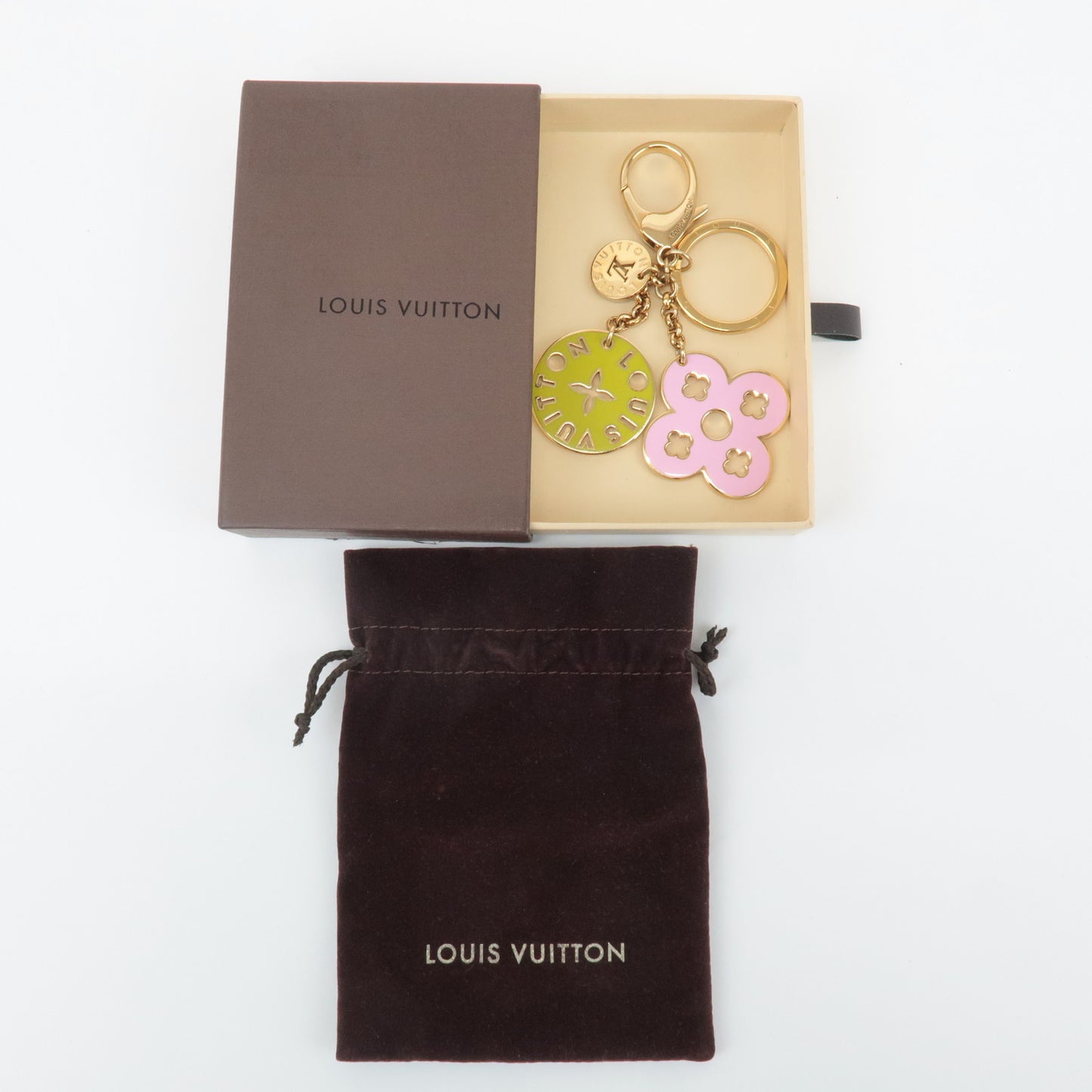 Louis Vuitton Porte Cles Looping Bag Charm Pink Green M66006