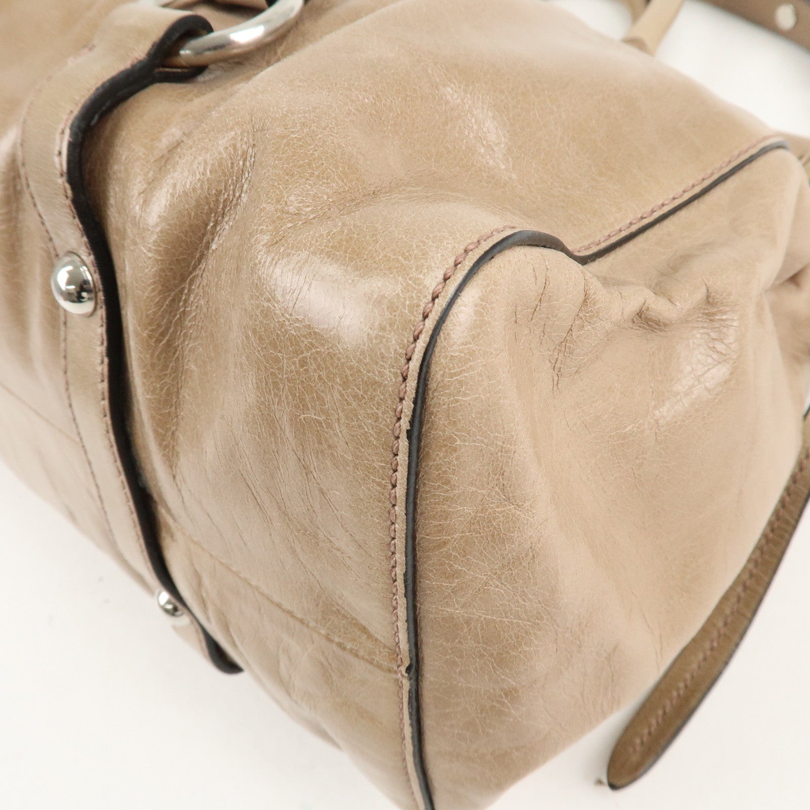 MIU MIU Leather 2Way Shoulder Bag Hand Bag Beige RT0383