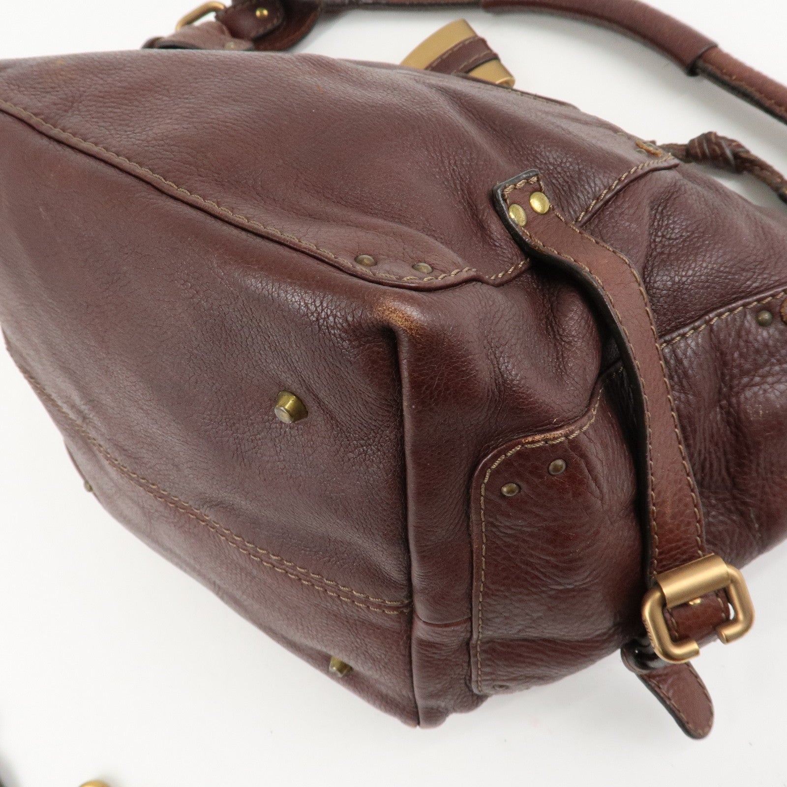 Chloe Paddington Leather Shoulder Bag Hand Bag Dark Brown