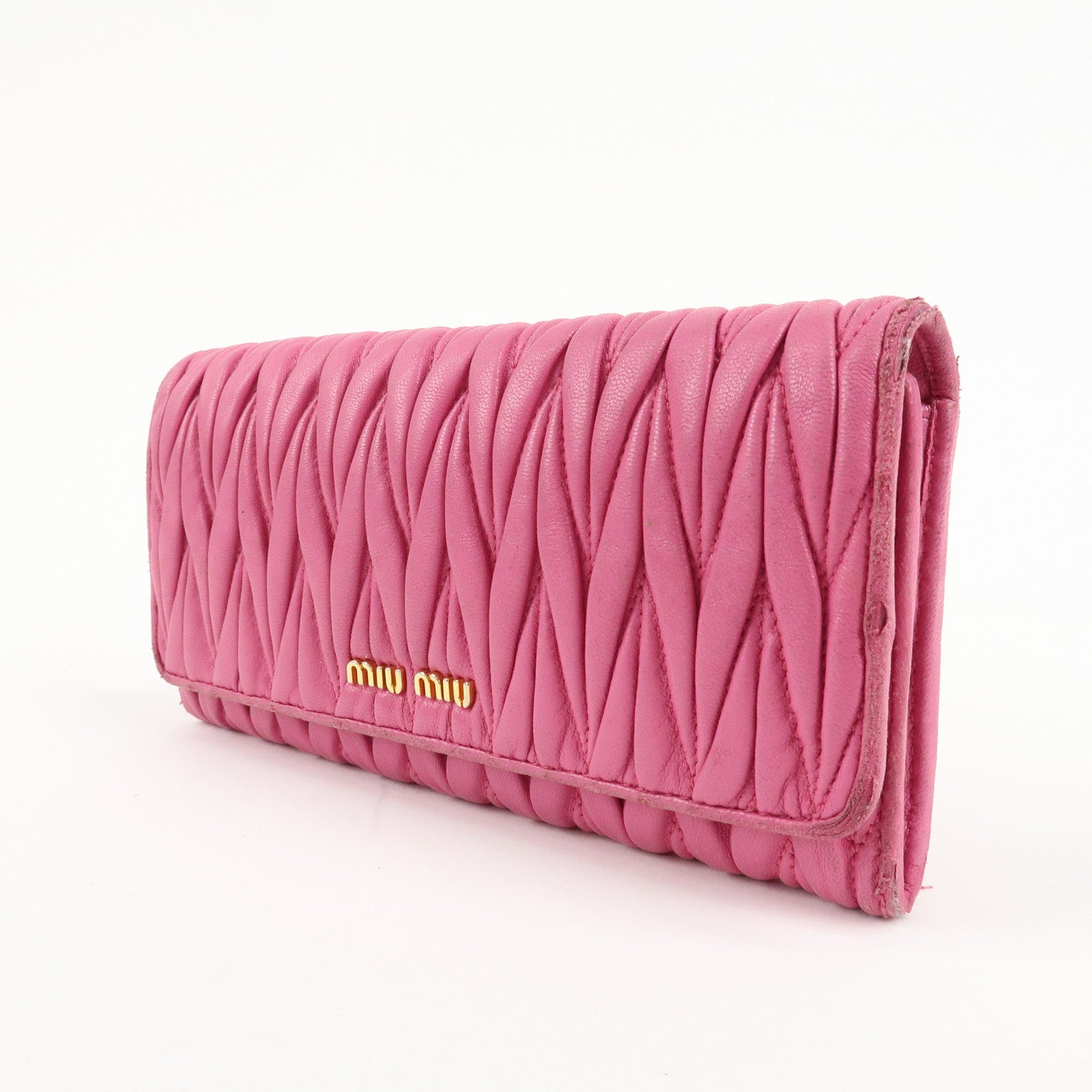 MIU MIU Matelasse Set of 2 Long Wallet Pink 5M1109 5M1183