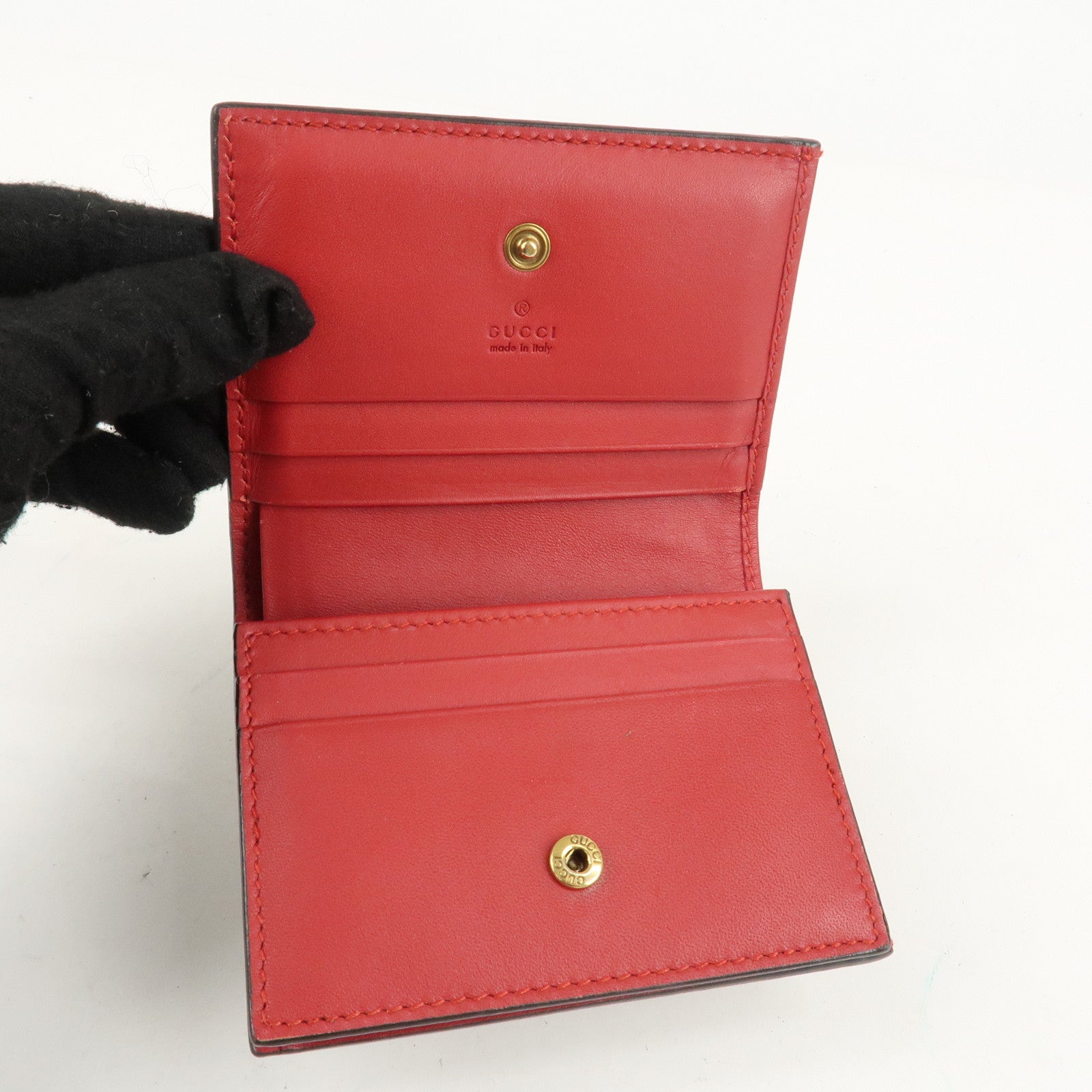 GUCCI Interlocking G GG Supreme Cherry Compact Wallet 476050 Used