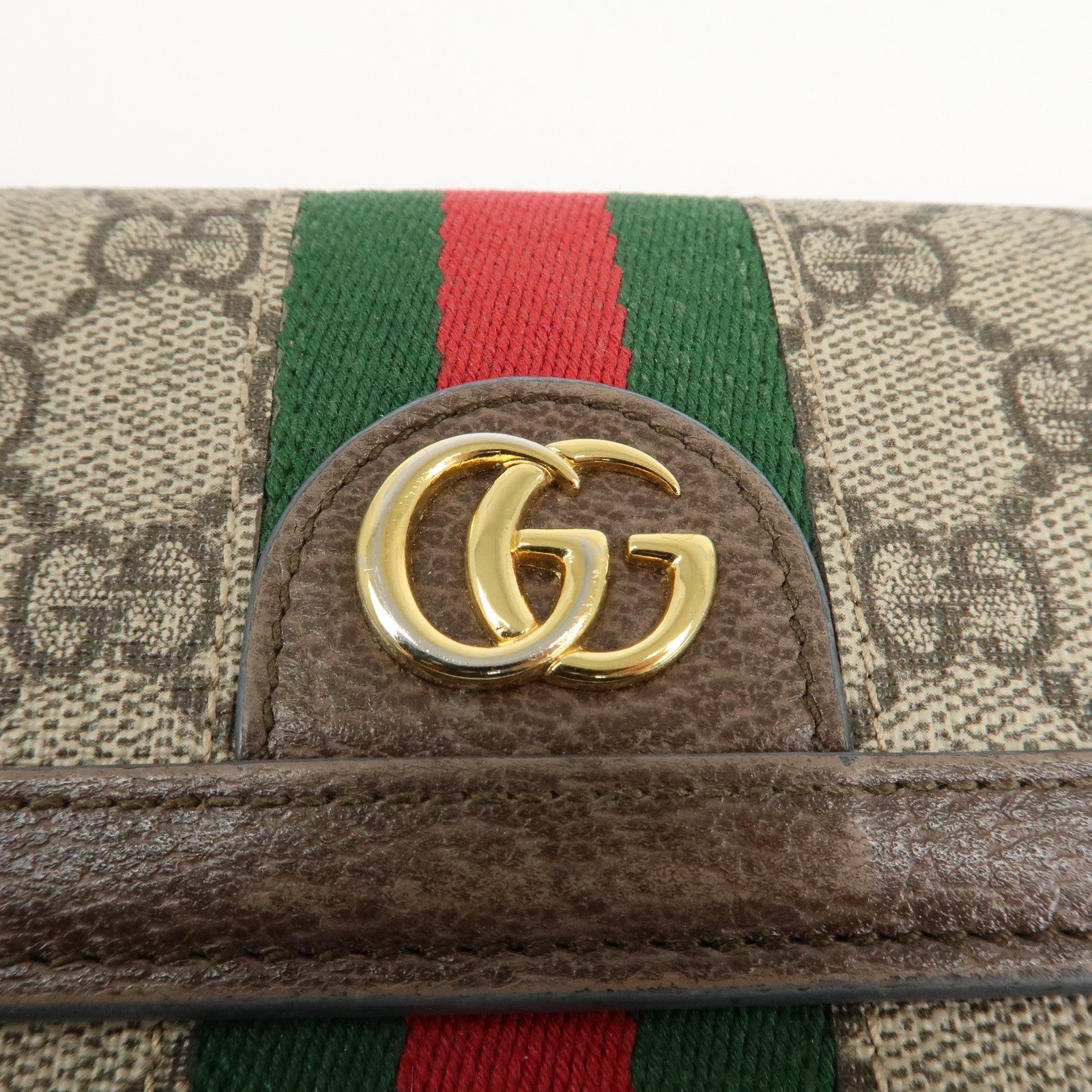 GUCCI Ophidia Sherry GG Supreme Leather Bifold Long Wallet 523153