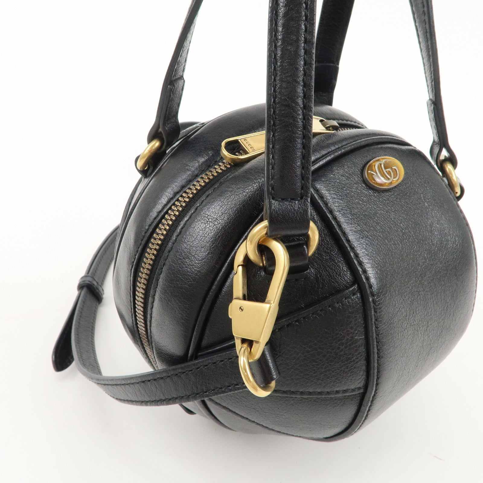 GUCCI Ophidia Leather Basketball Shape Shoulder Bag 547355