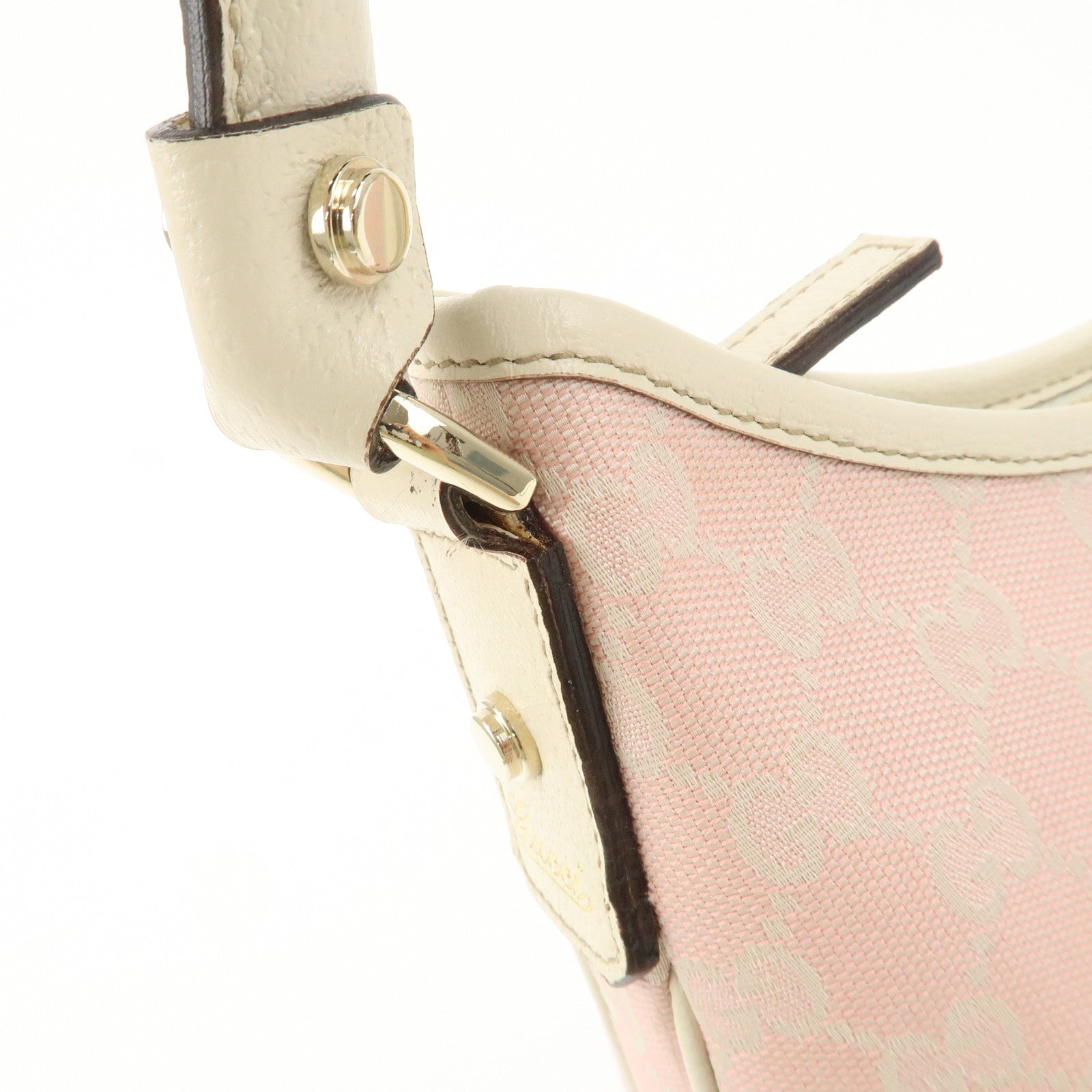 GUCCI Abbey GG Canvas Leather Shoulder Bag Ivory Pink 130738 Used