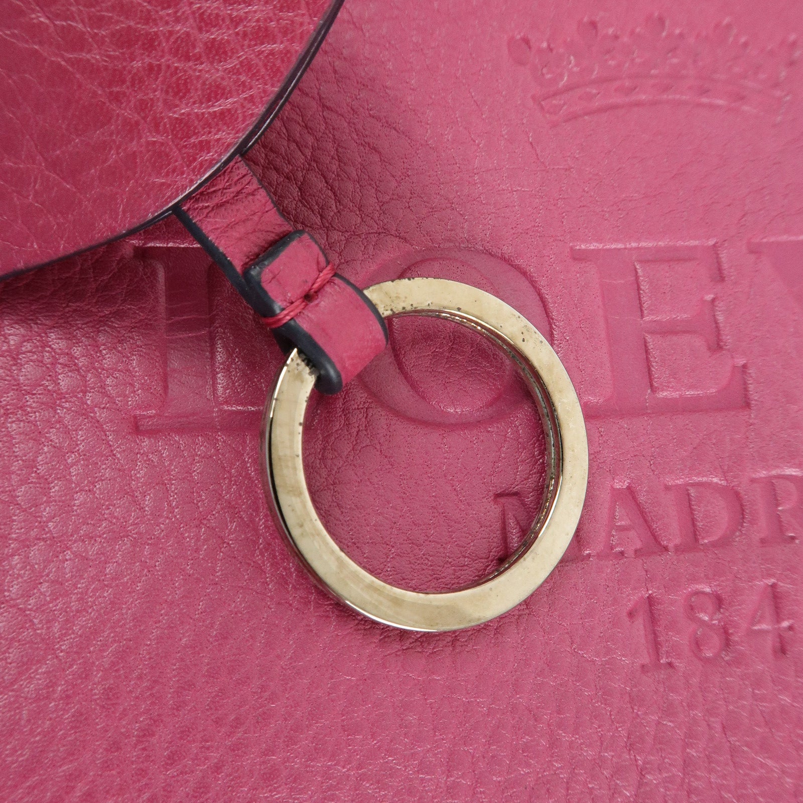 LOEWE Leather Tote Bag Hand Bag Shoulder Bag Medium Pink Used