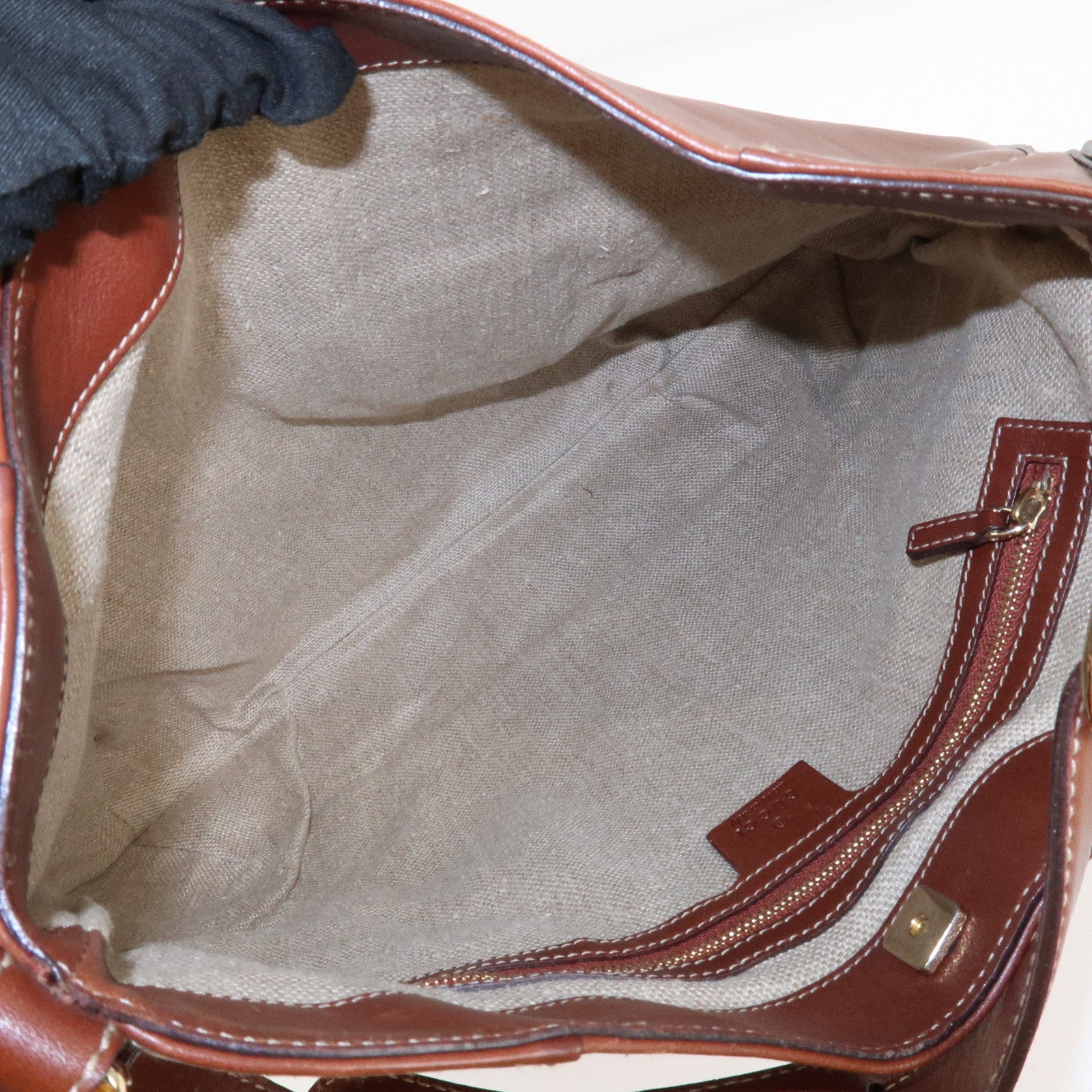 GUCCI Horsebit GG Canvas Leather Shoulder Bag Brown 137386