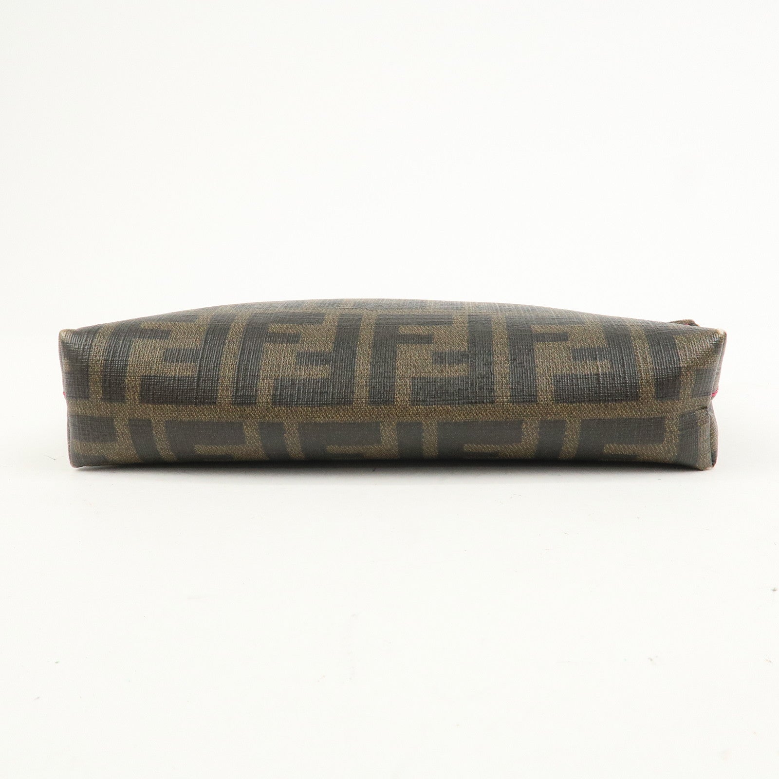 FENDI Zucca PVC Chain Accessory Pouch Hand Bag Brown 8BR592