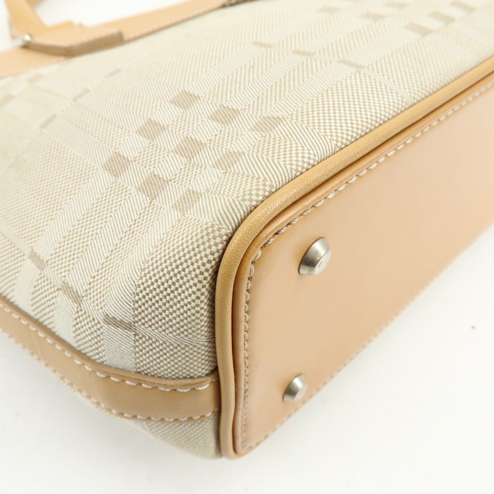 BURBERRY Canvas Leather Tote Bag Hand Bag Beige Light Beige
