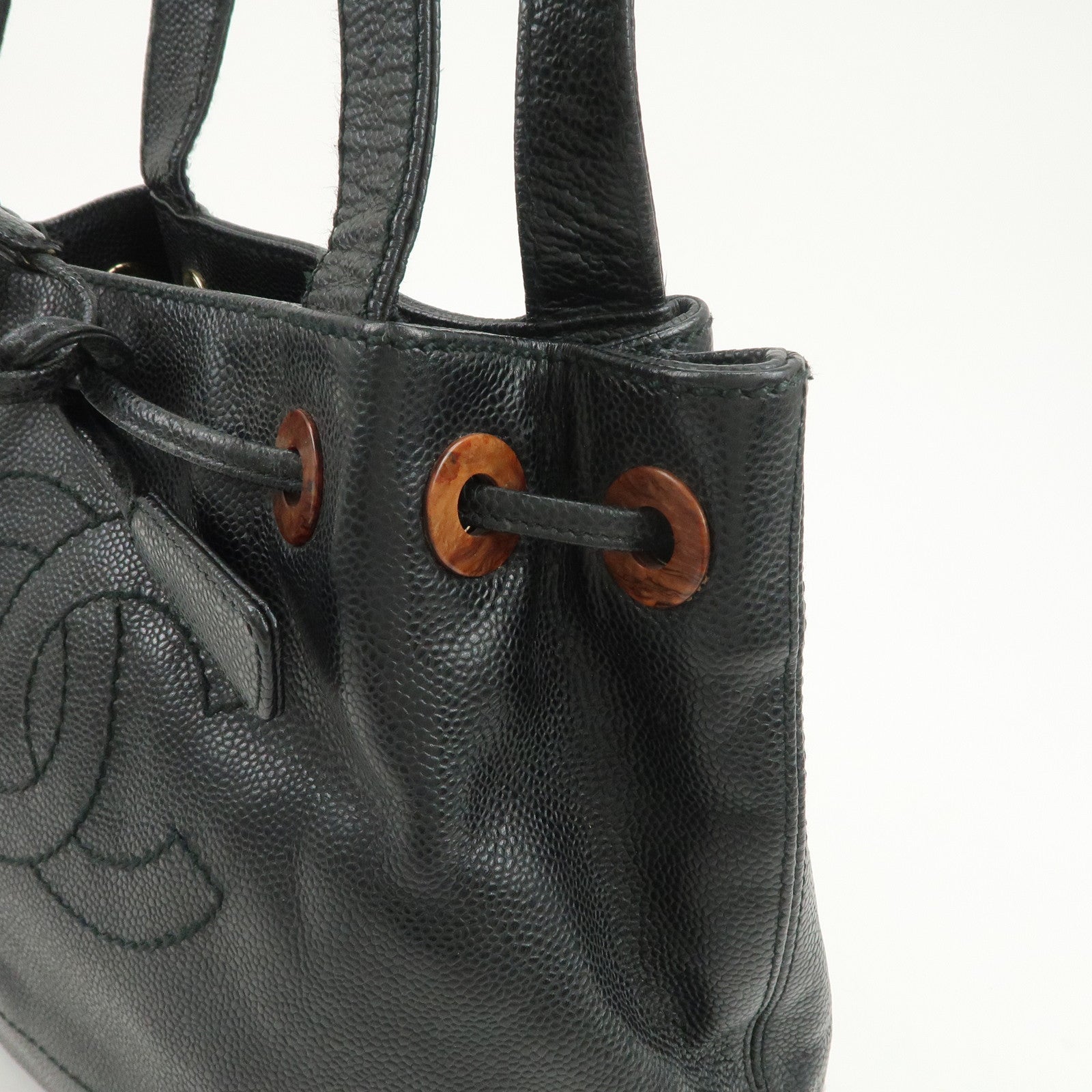 CHANEL COCO Mark Caviarskin Shoulder Bag Tote Bag Black