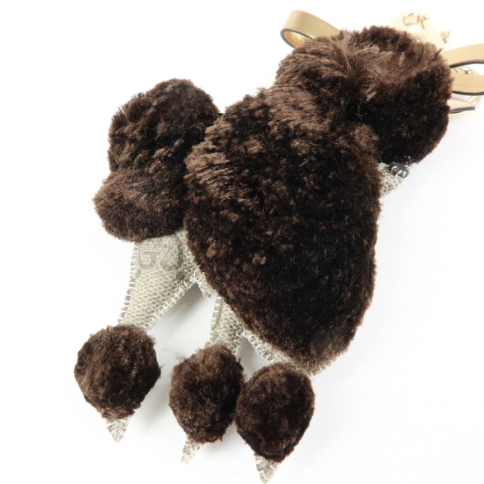 GUCCI Gucciori GG Supreme Leather Lulu Toy Poodle Bag Charm Brown