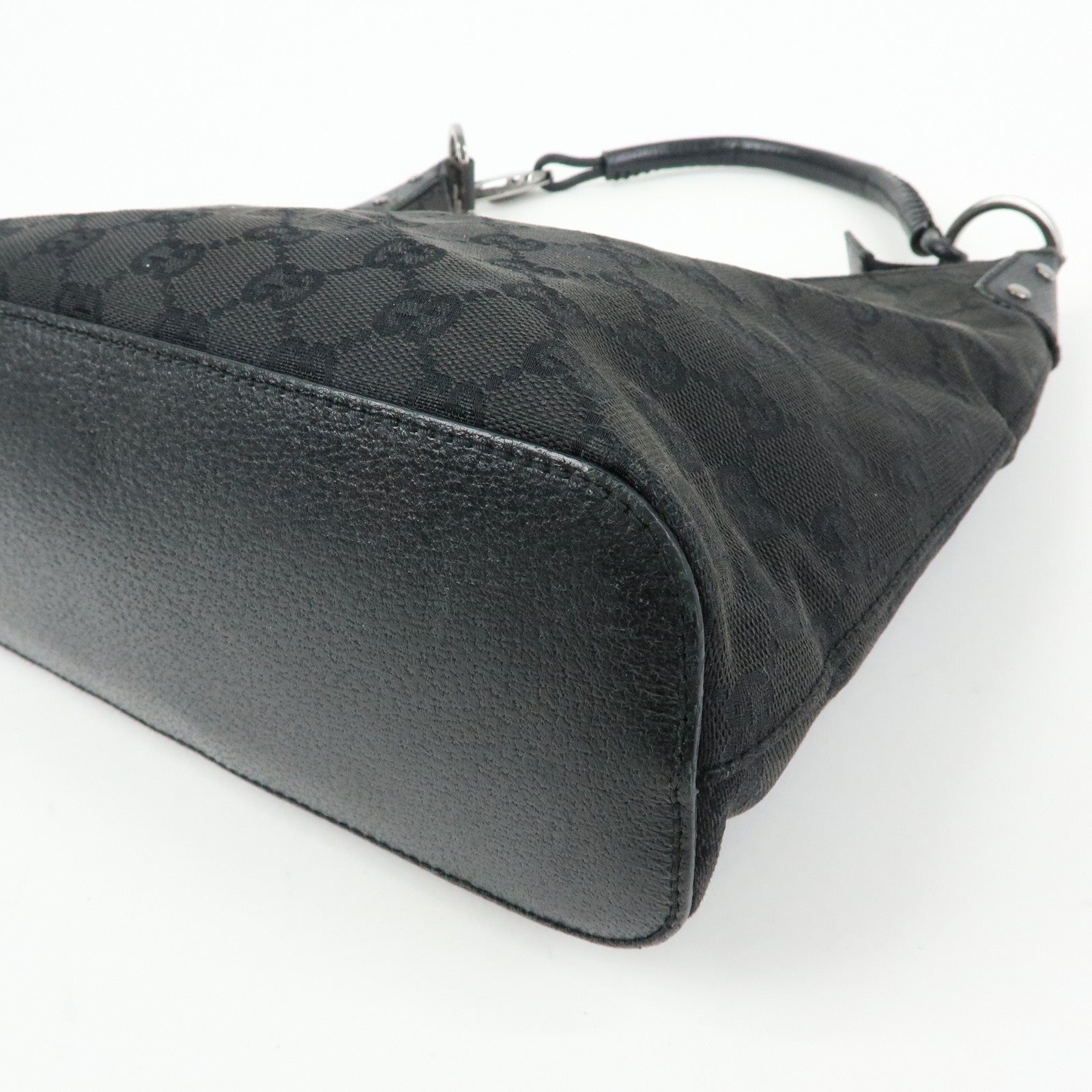 GUCCI GG Canvas Leather Shoulder Bag Hand Bag Black 115003