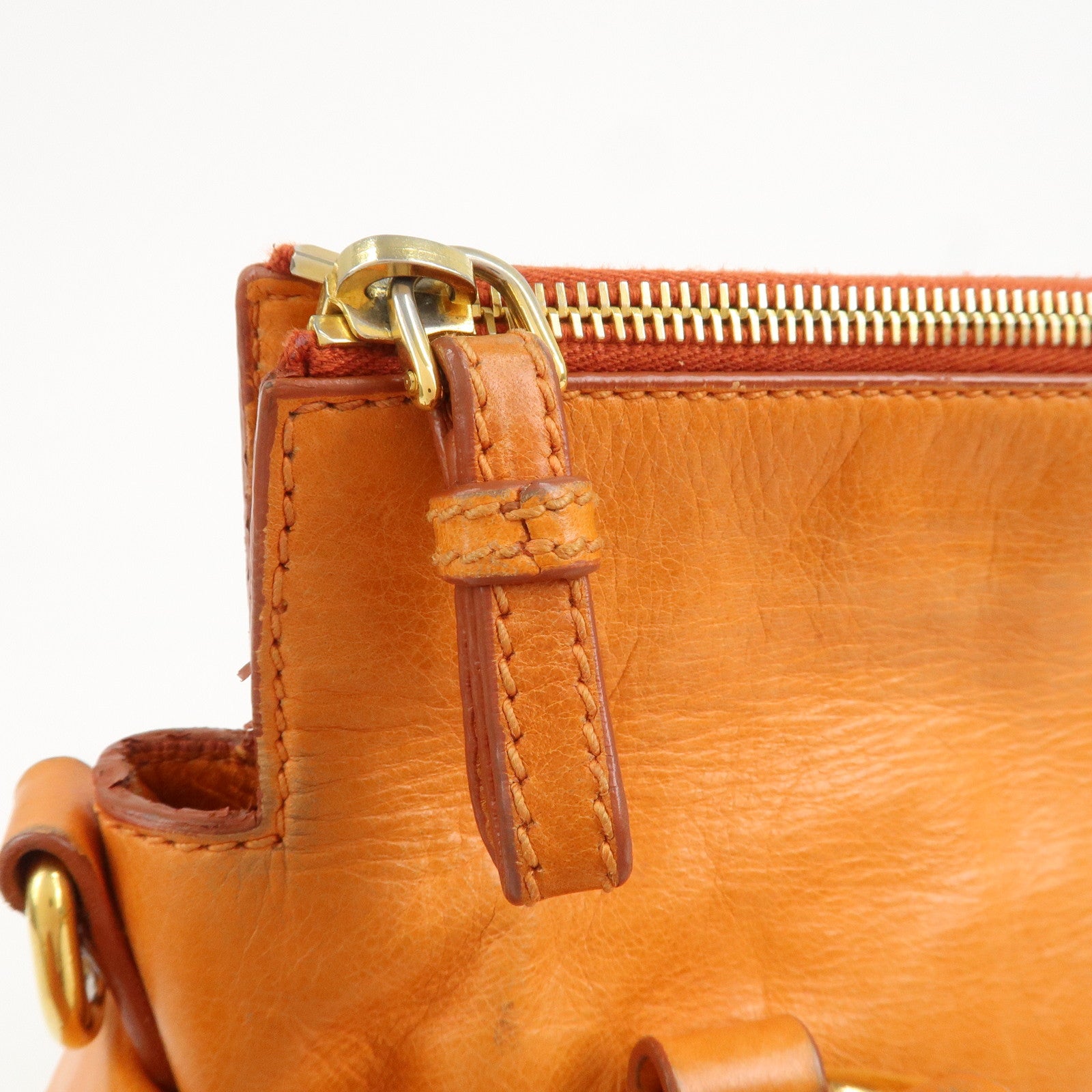 MIU MIU Leather 2Way Bag Hand Bag Shoulder Bag Orange RT0438