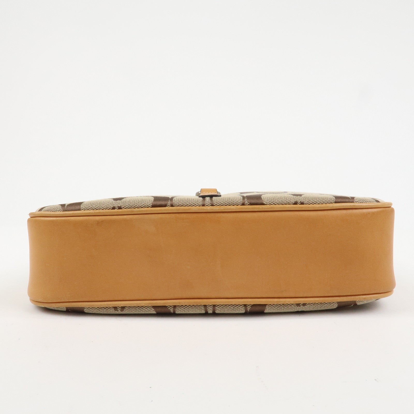 COACH Set Of 2 Canvas Leather Shoulder Bag Hand Bag Brown Beige