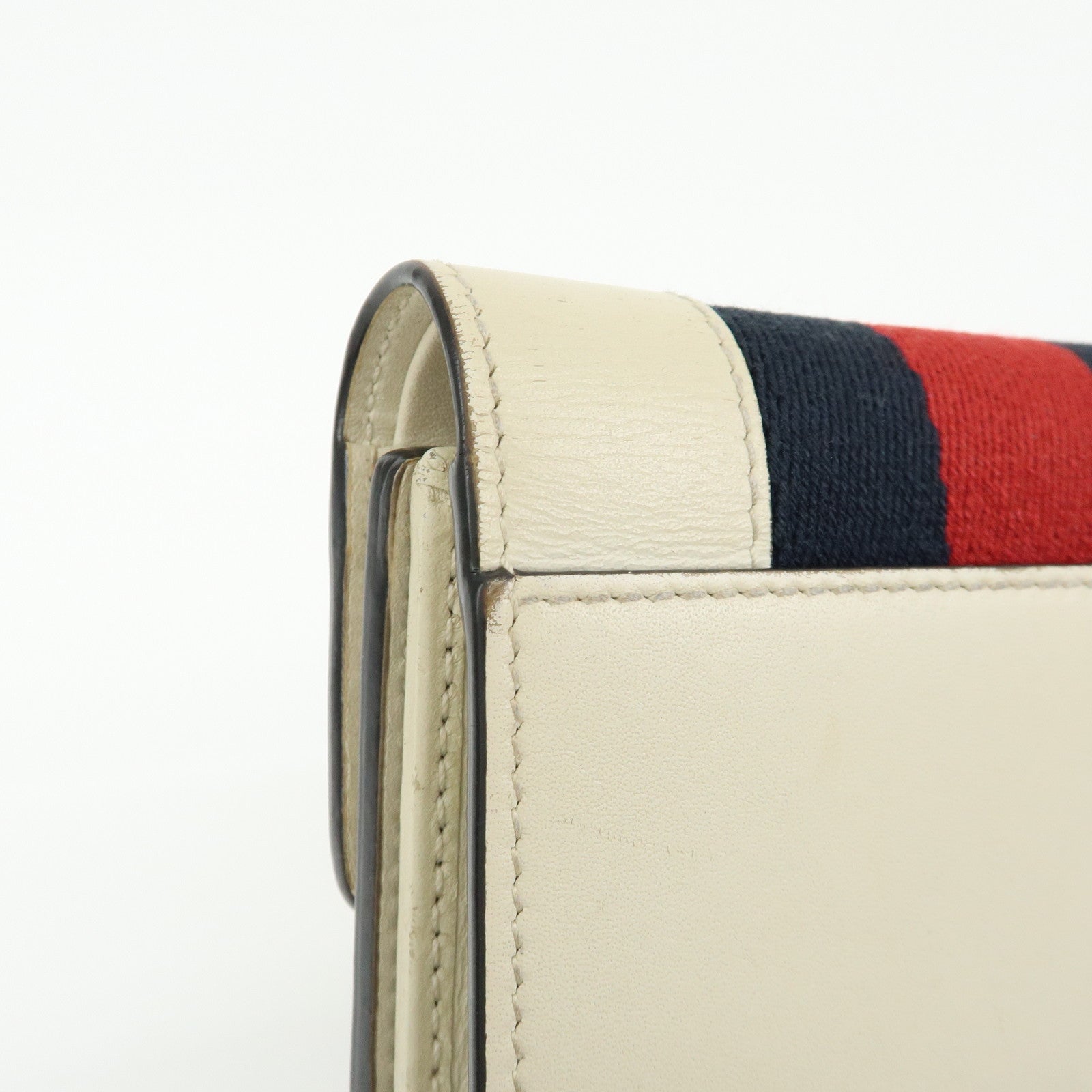 GUCCI Sherry Silvie Leather Tri-fold Compact Wallet Ivory 476081