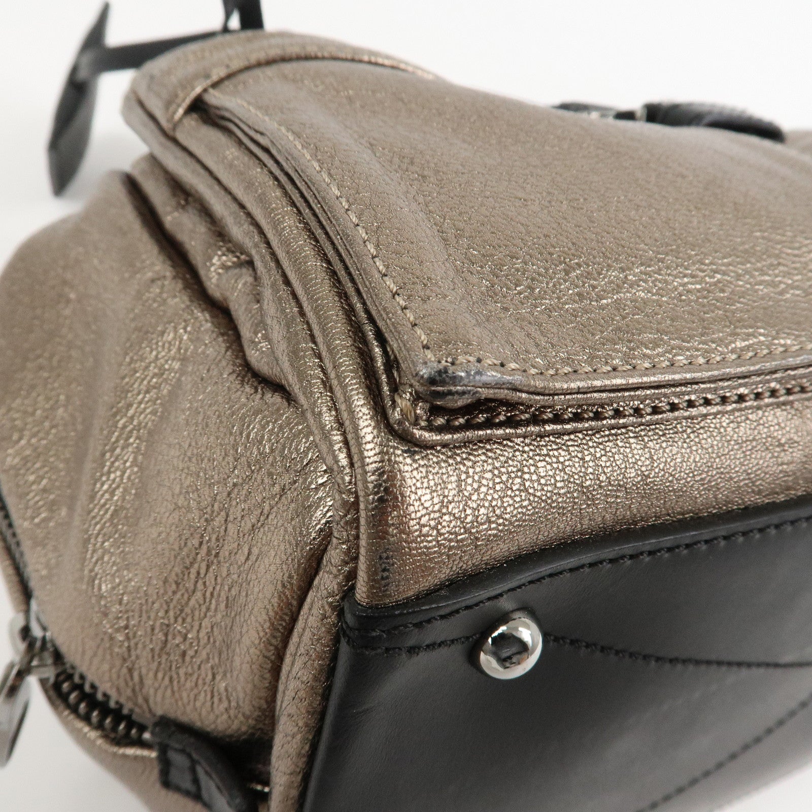 LOEWE Rola 26 Calf Skin Hand Bag Boston Bag Gold Black