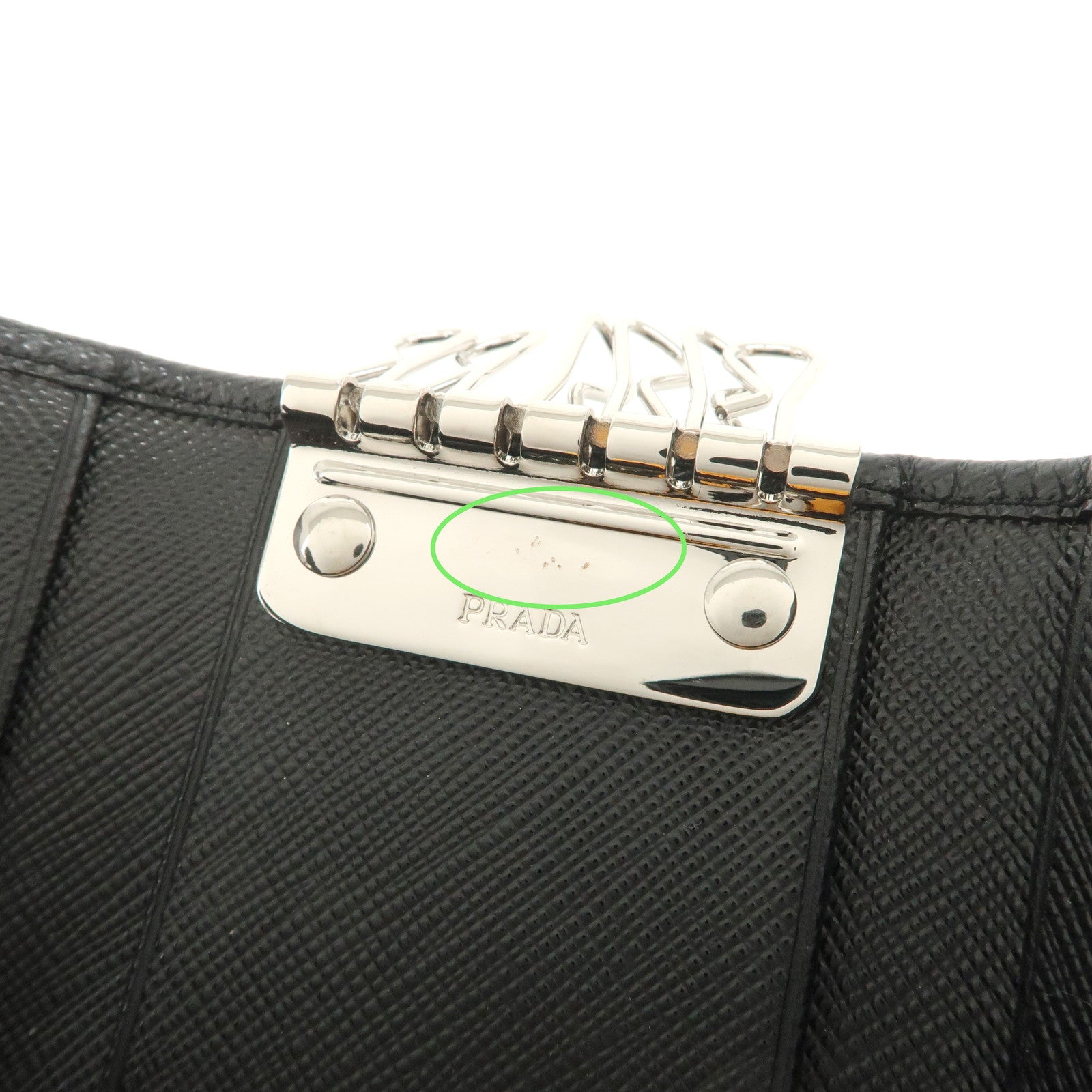 PRADA Triangle Logo 6 Rings Key Case Key Holder Black 1PG222