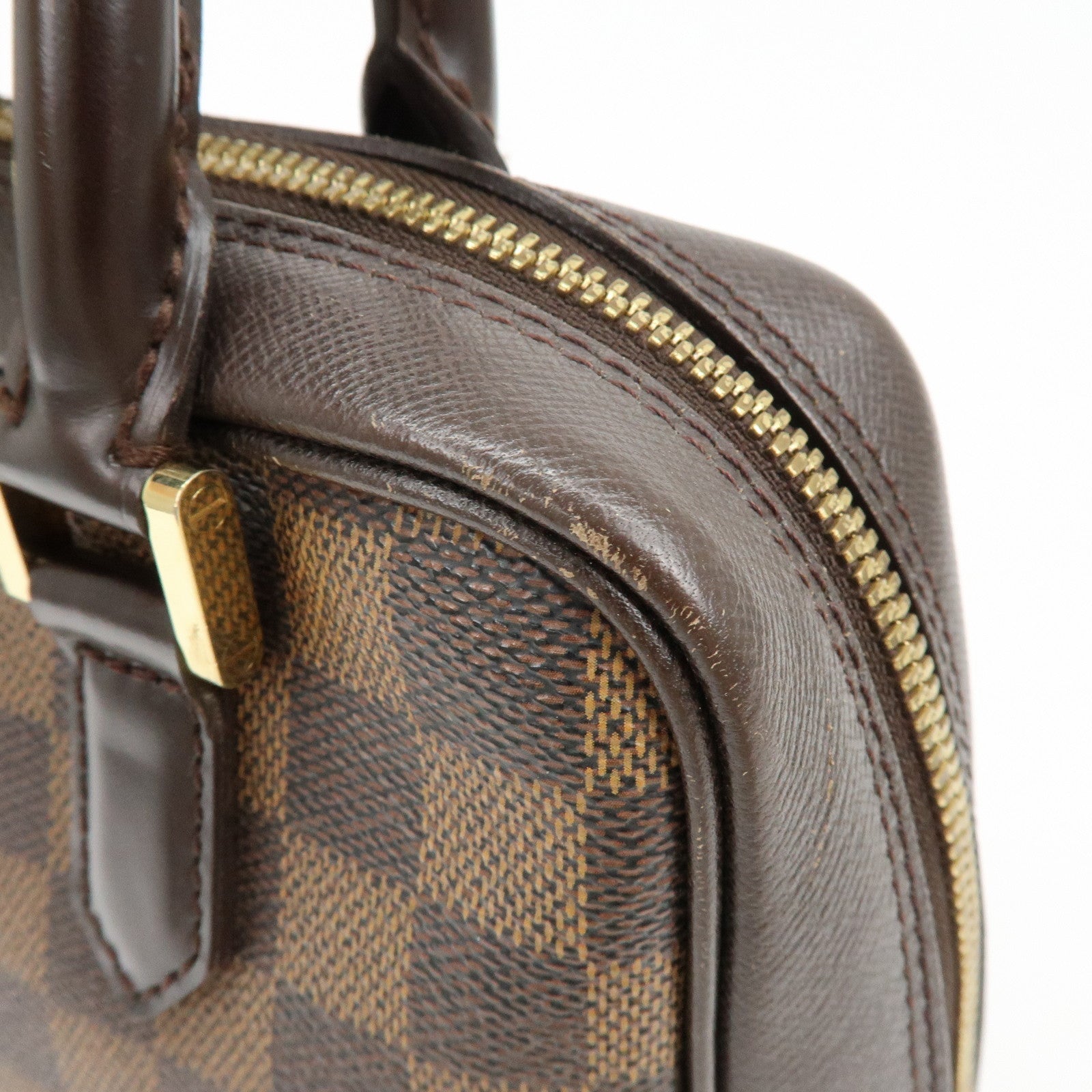 Louis Vuitton Damier Canvas Leather Triana Hand Bag Ebene N51155