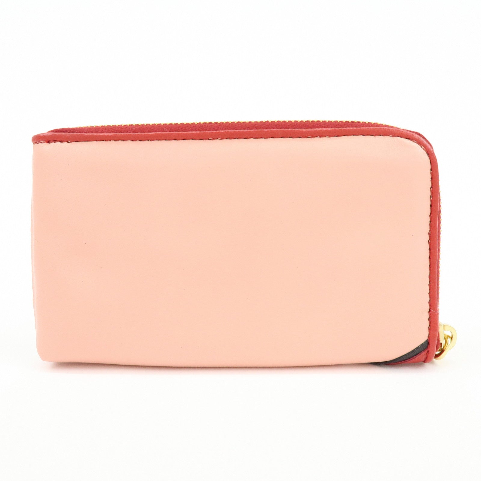 MIU MIU Lamb Skin Leather Zippy Pouch Rose Pink Red