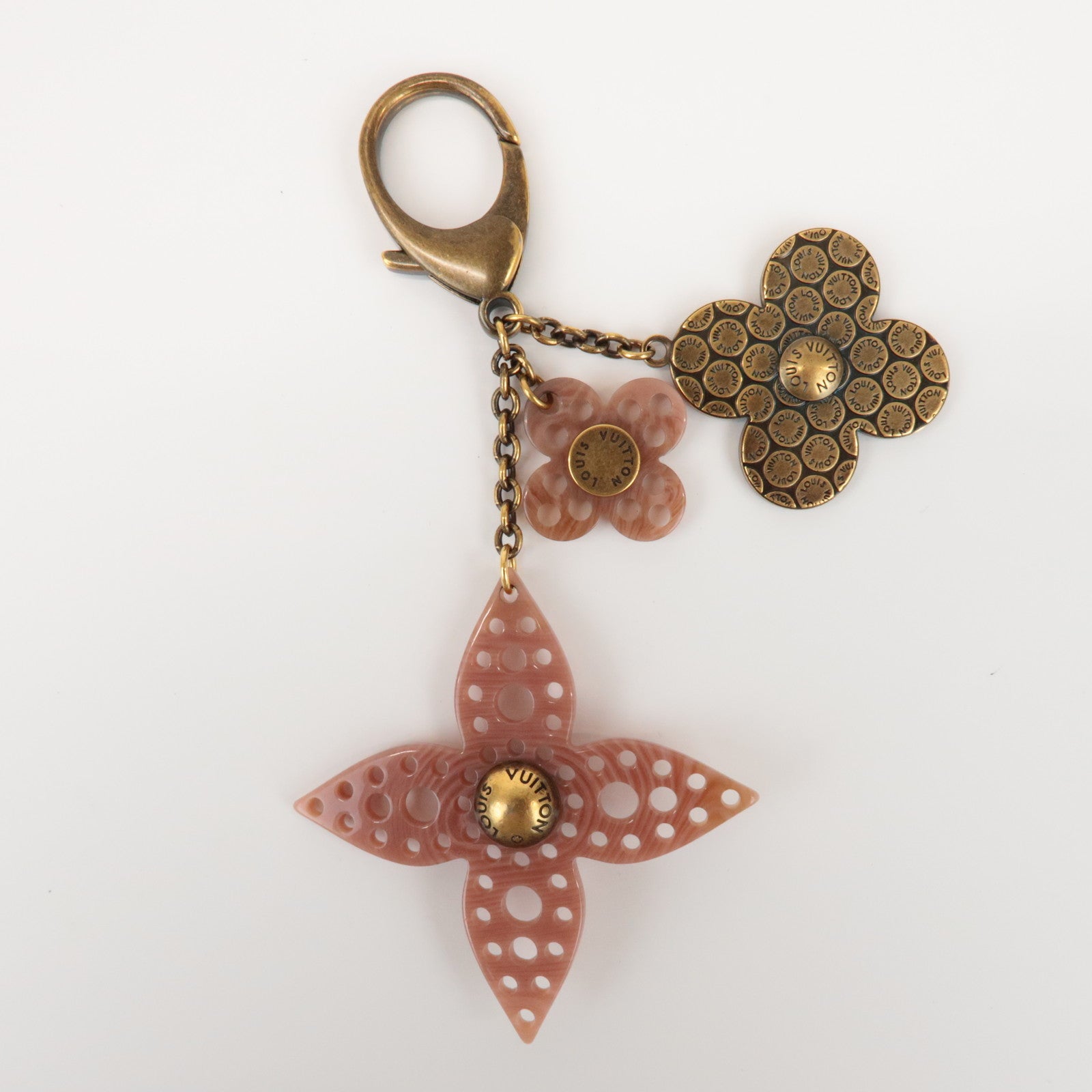 Louis Vuitton Bijoux Sac Lock Flower Metal Plastic Key Chain M65851