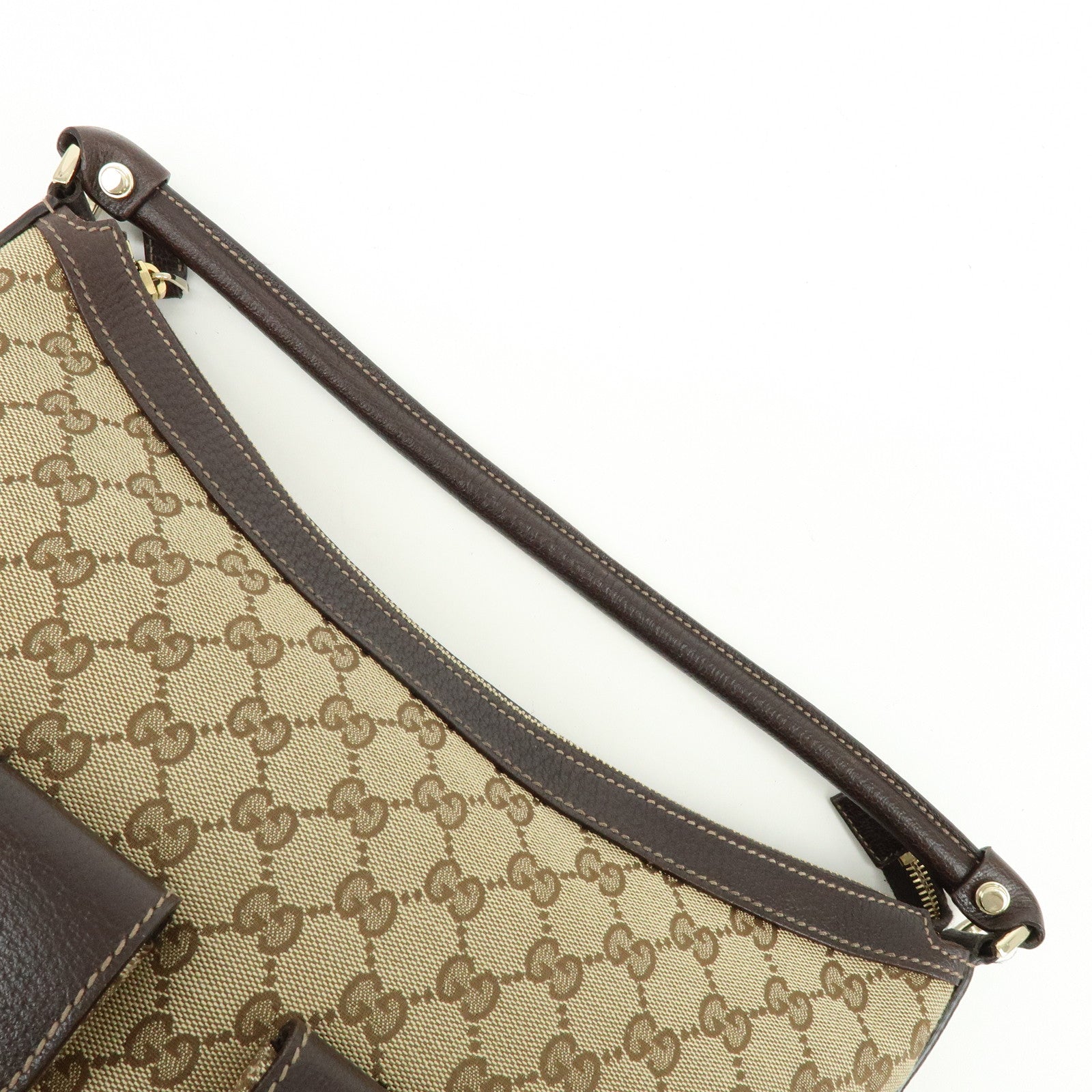 GUCCI Abbey GG Canvas Leather Front Pocket Shoulder Bag 153025