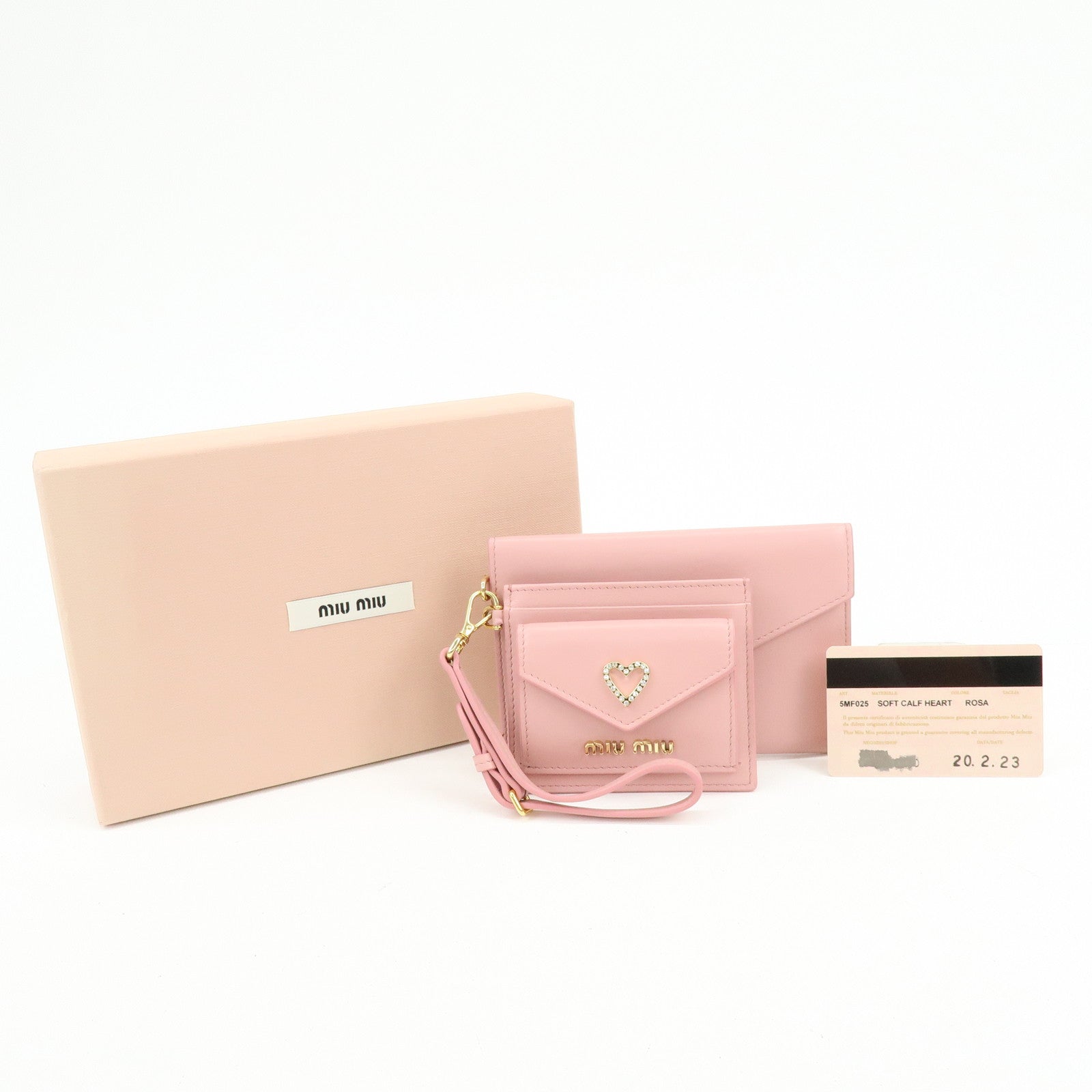 MIU MIU Madras Love Envelope Pouch Card Case Coin Case Pink 5MF025
