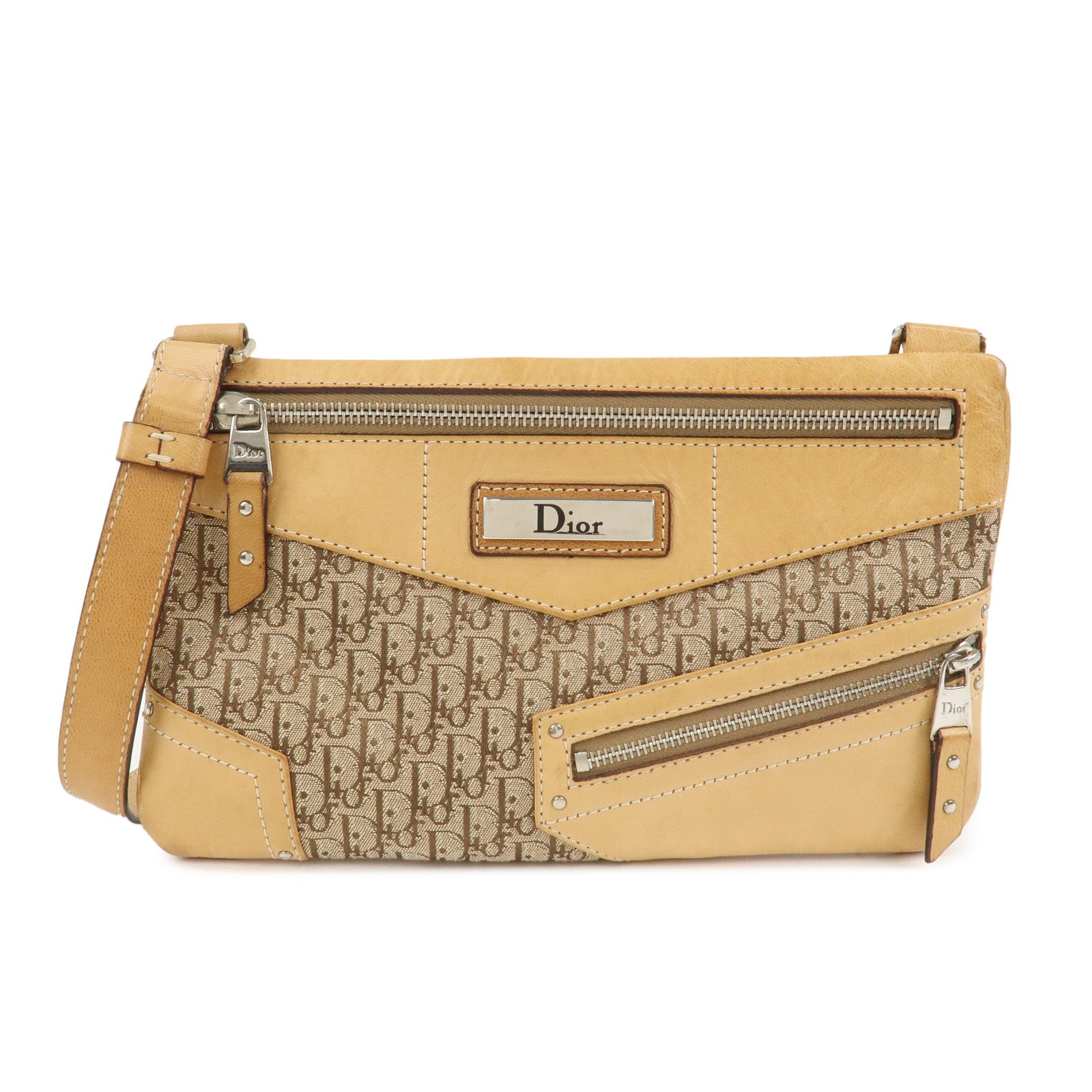 Christian Dior Street Chic Trotter Shoulder Bag Crossbody Bag Brown